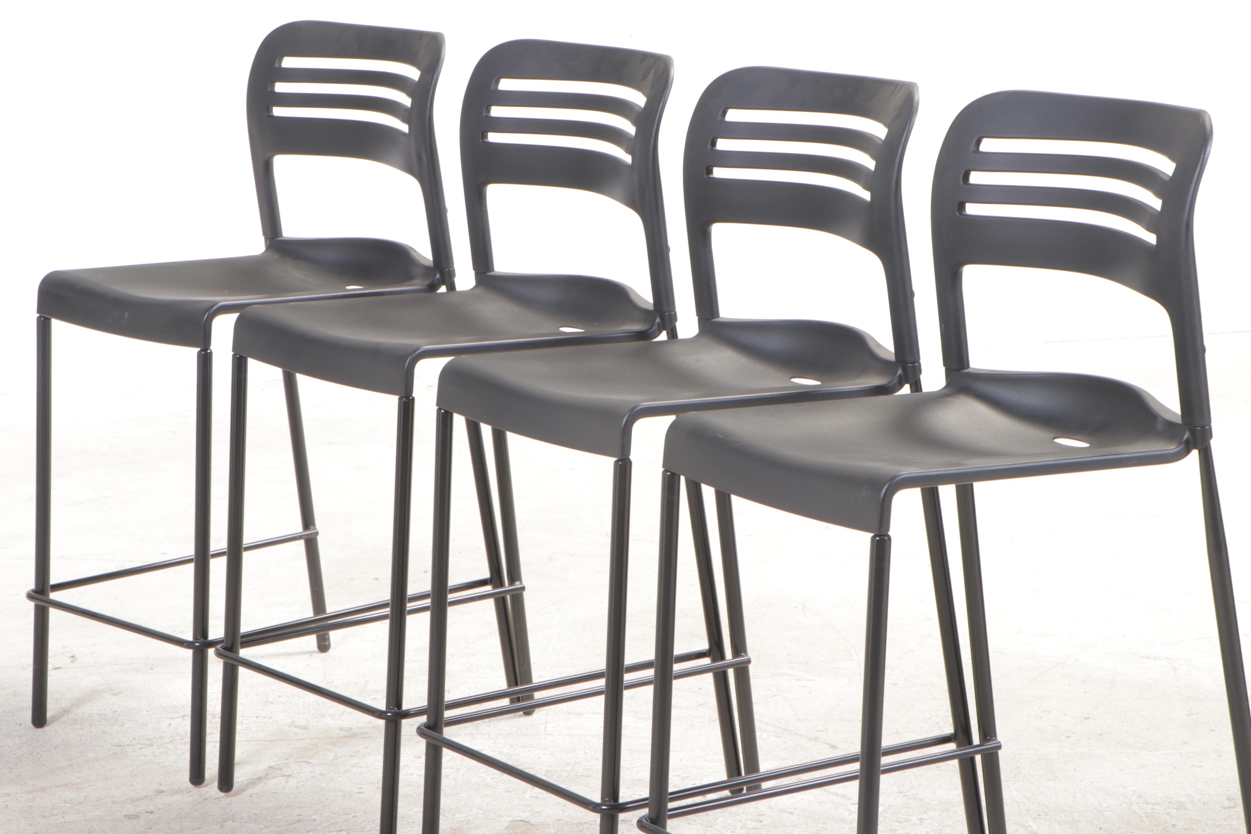 Six Alera Steel and Polypropylene Stacking Counter Stools