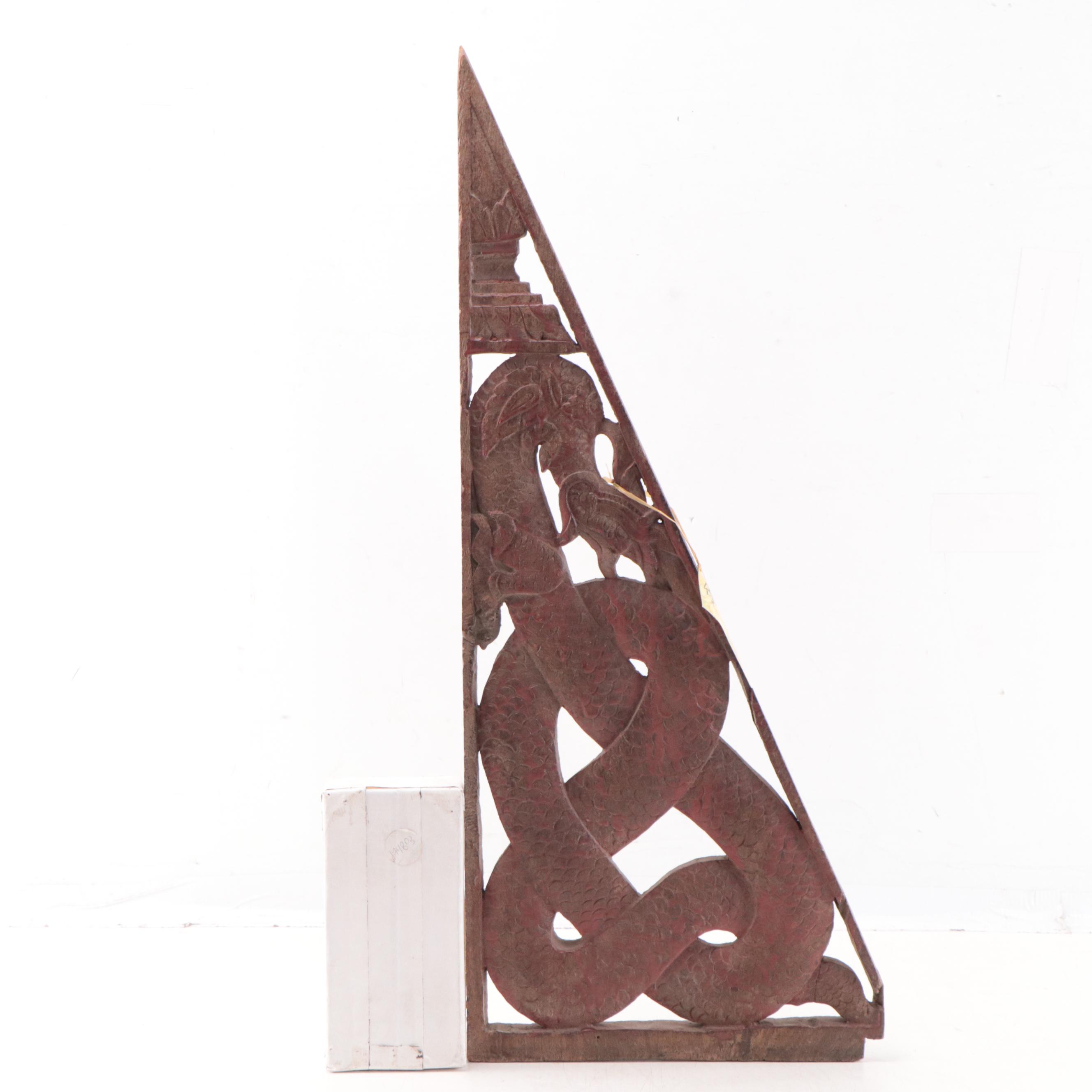 Burmese Teak Dragon Motif Corbel, Early to Mid-20th Century