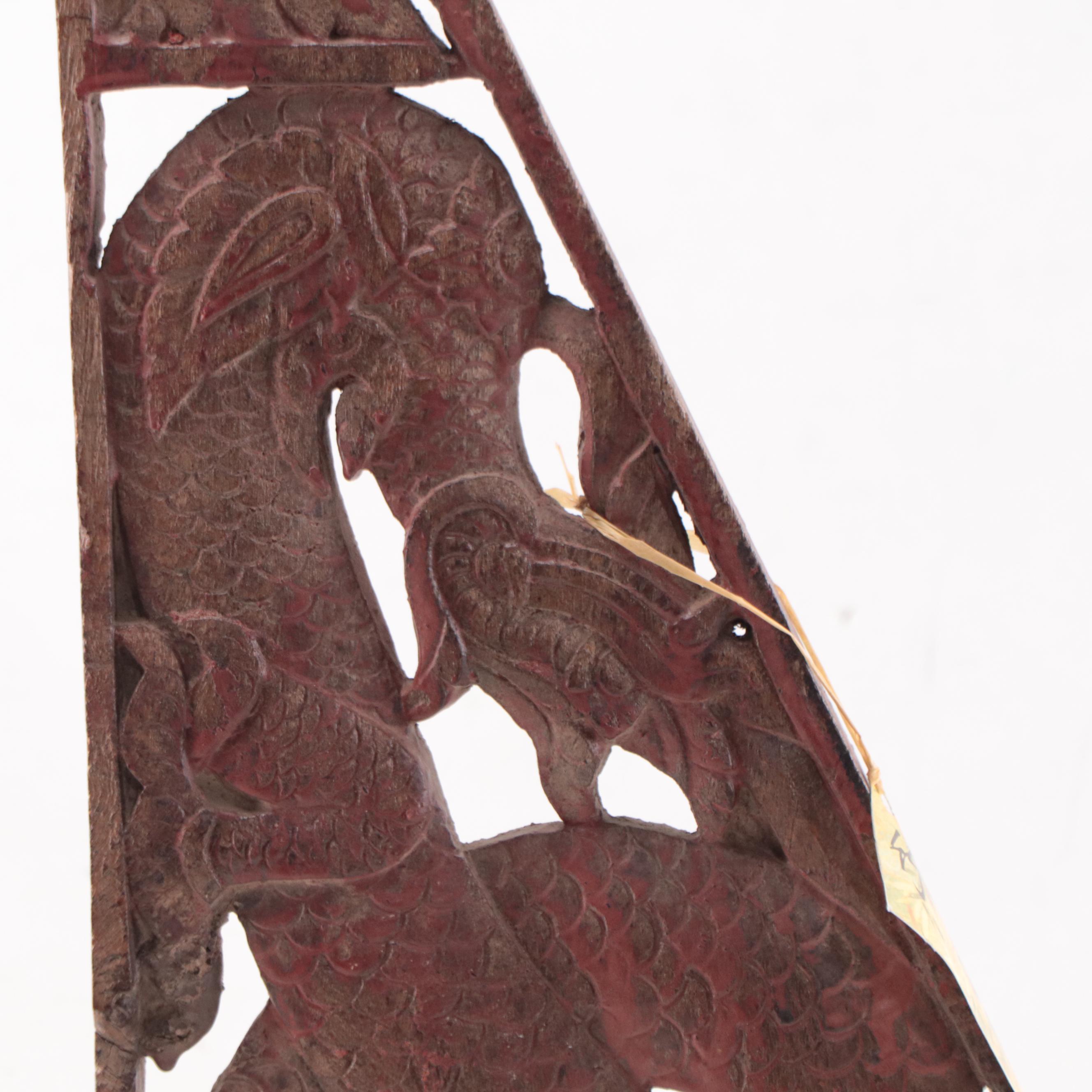 Burmese Teak Dragon Motif Corbel, Early to Mid-20th Century