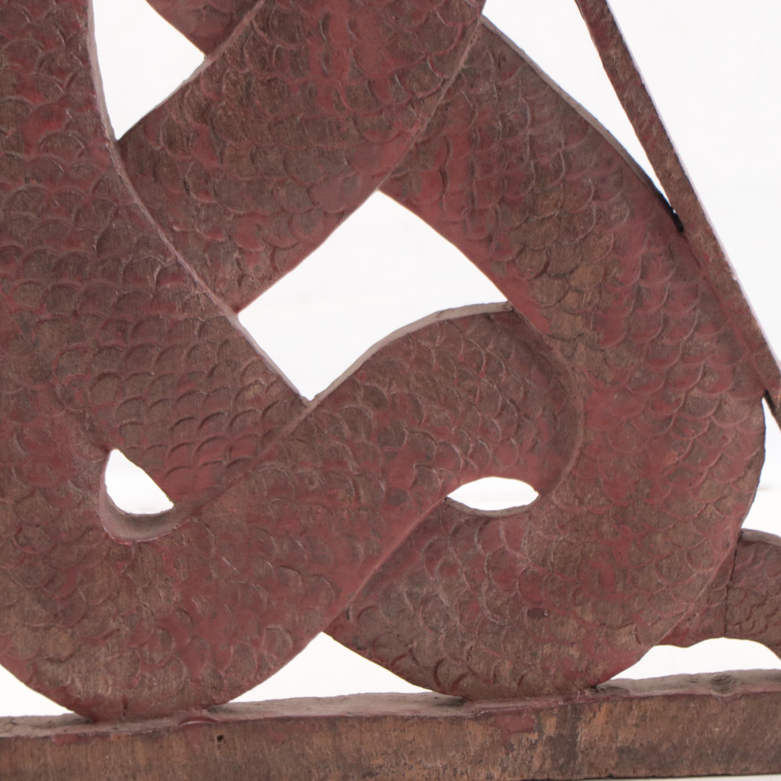 Burmese Teak Dragon Motif Corbel, Early to Mid-20th Century