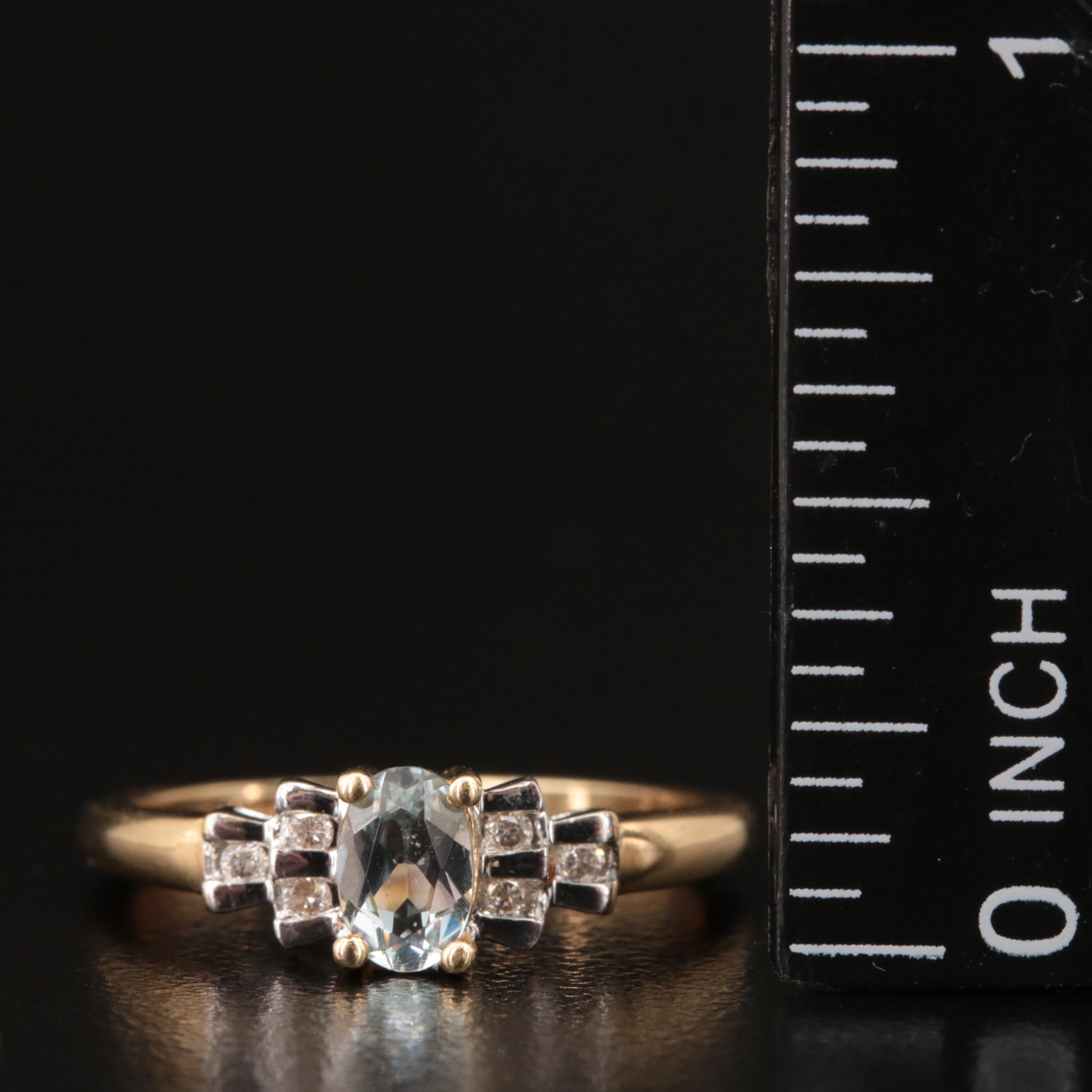 10K Aquamarine and Diamond Ring