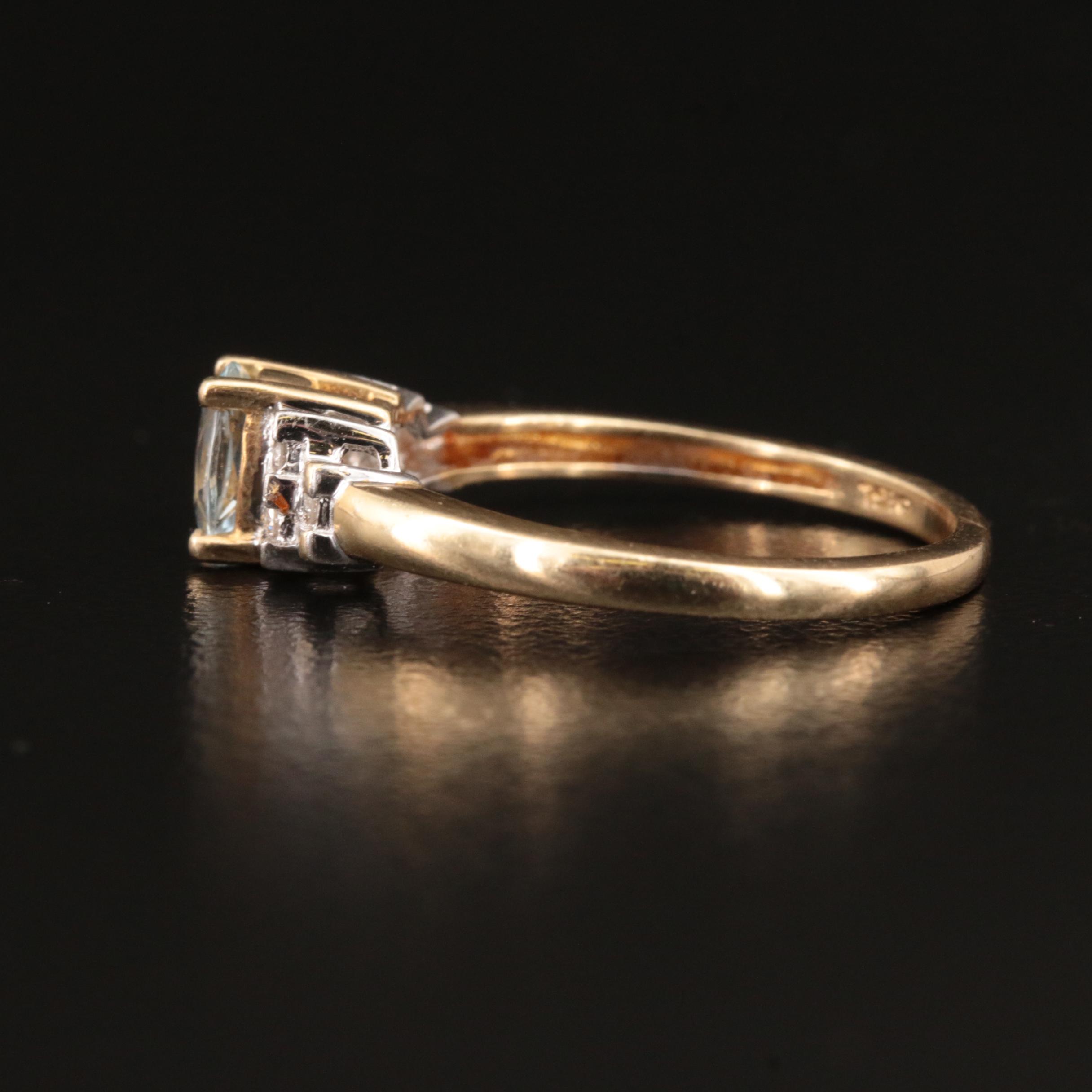 10K Aquamarine and Diamond Ring