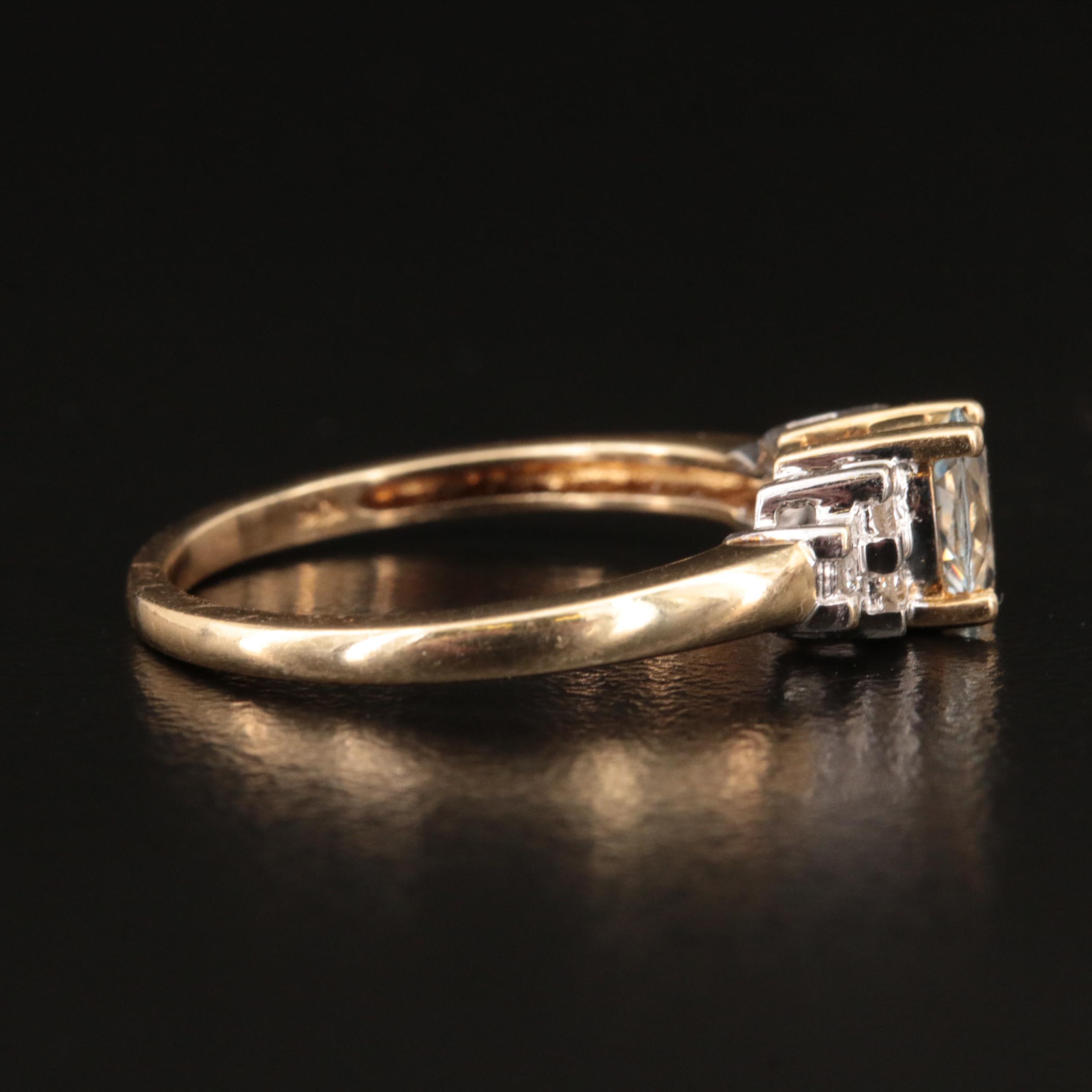 10K Aquamarine and Diamond Ring