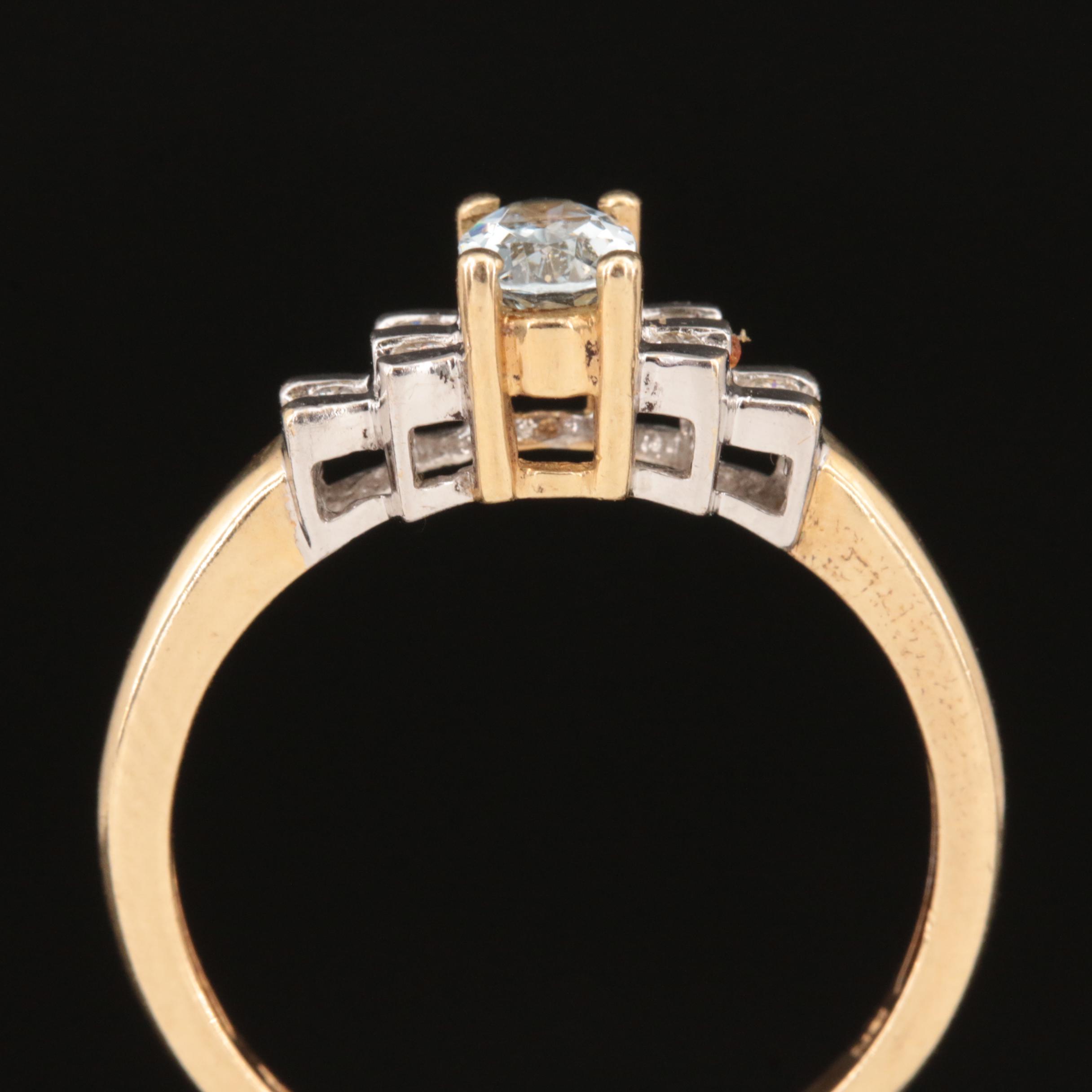 10K Aquamarine and Diamond Ring