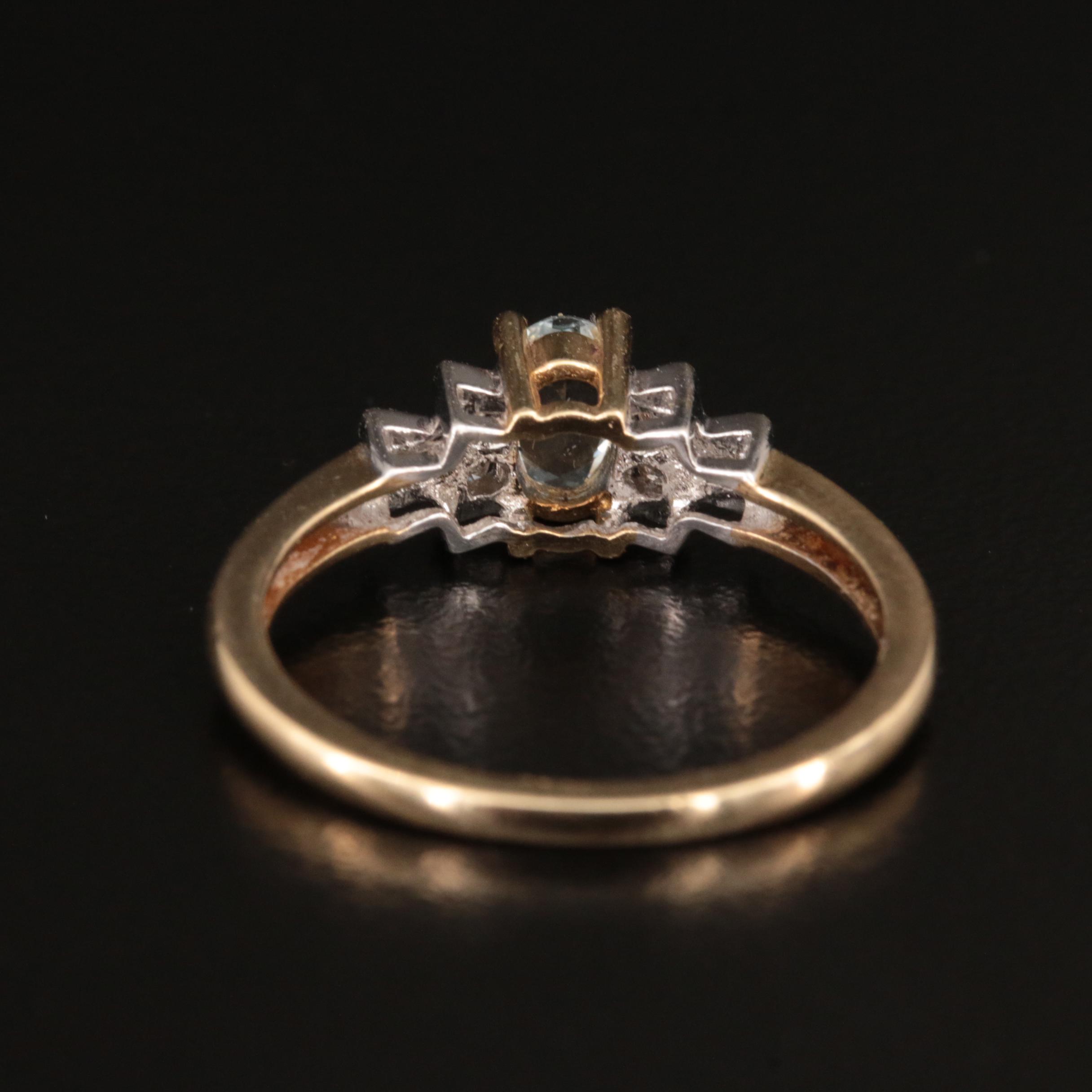 10K Aquamarine and Diamond Ring