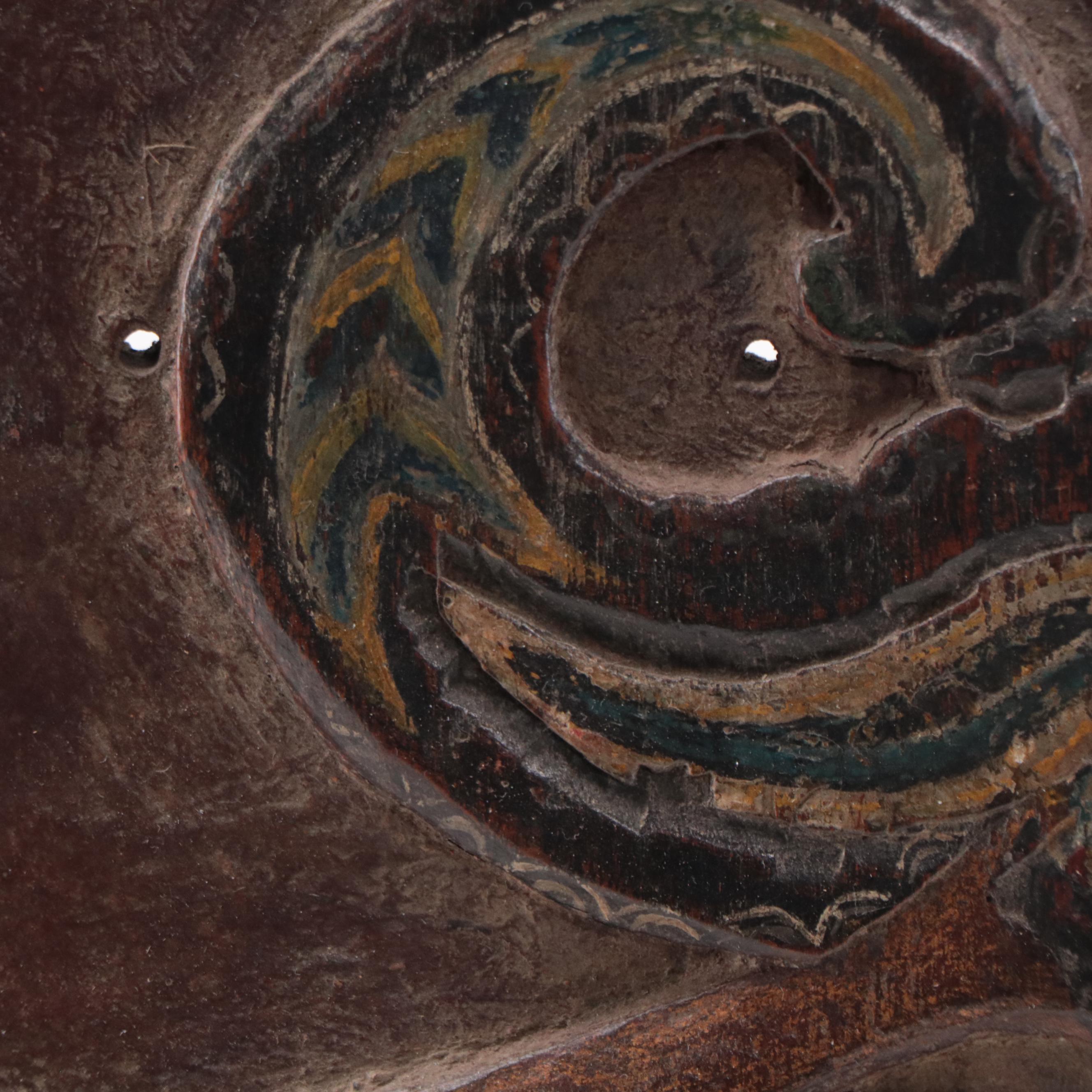 Indonesian Carved Teak Plaque of a Shadow Puppet, Early 20th Century