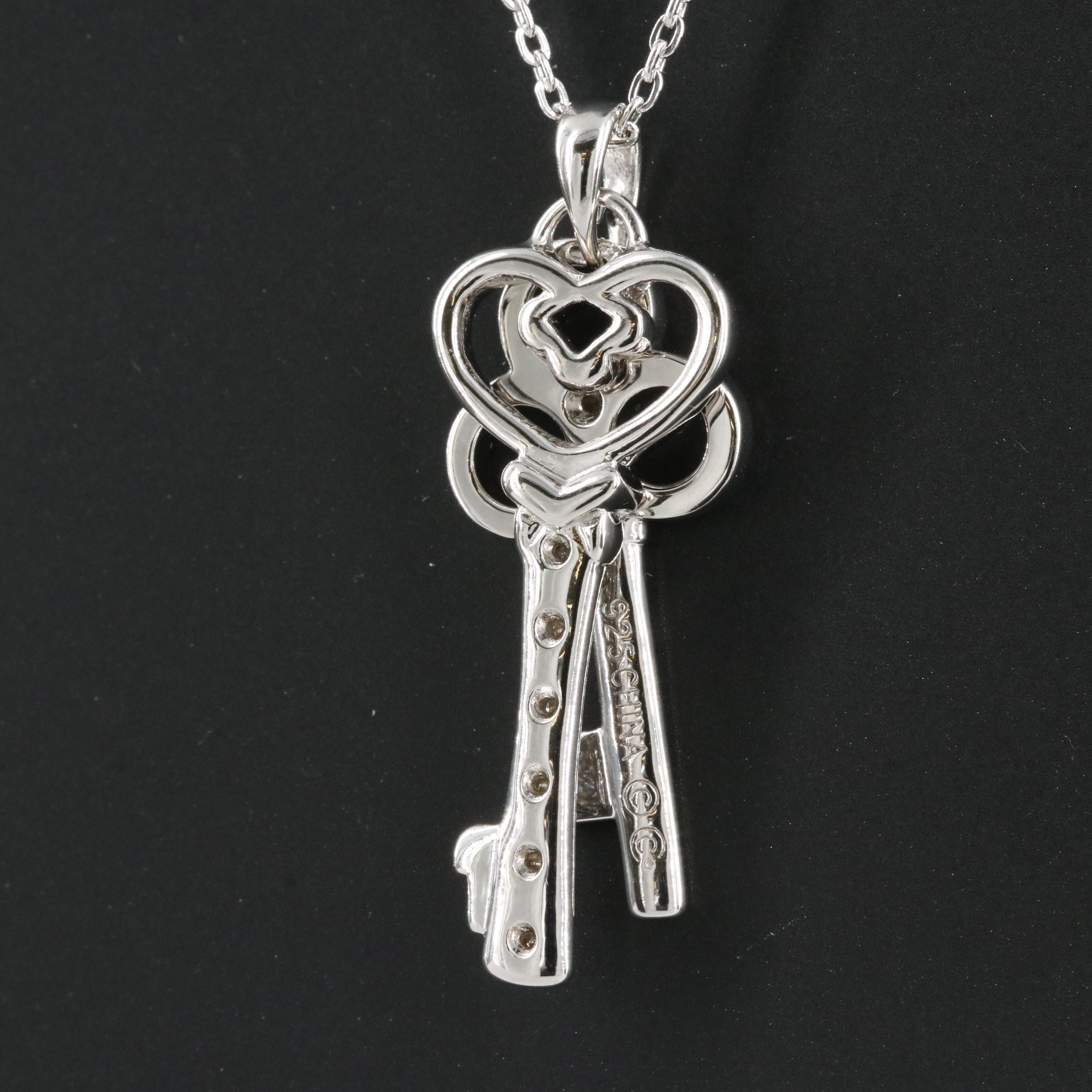 Sterling Diamond Key Pendant Necklace
