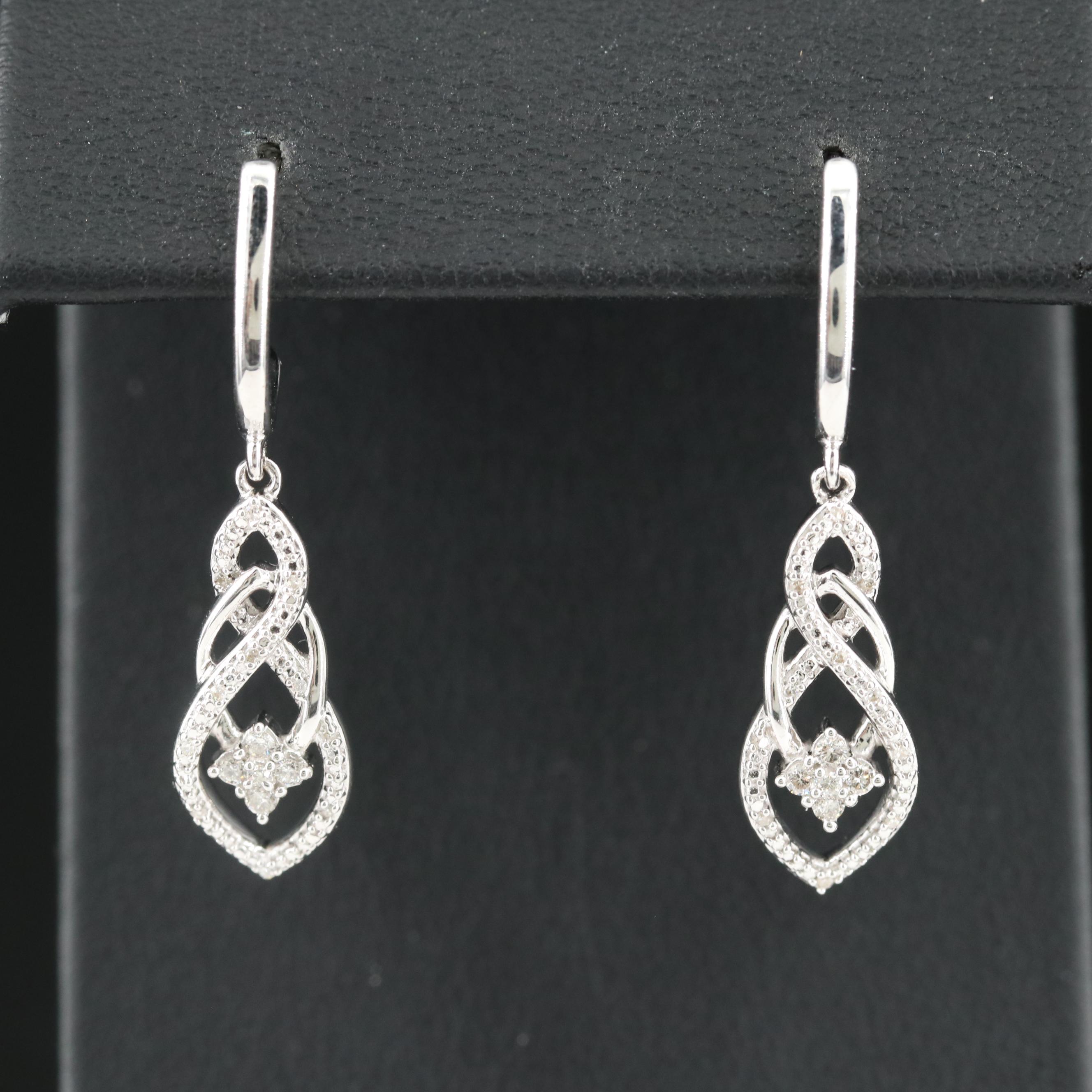 Sterling Diamond Crossover Earrings