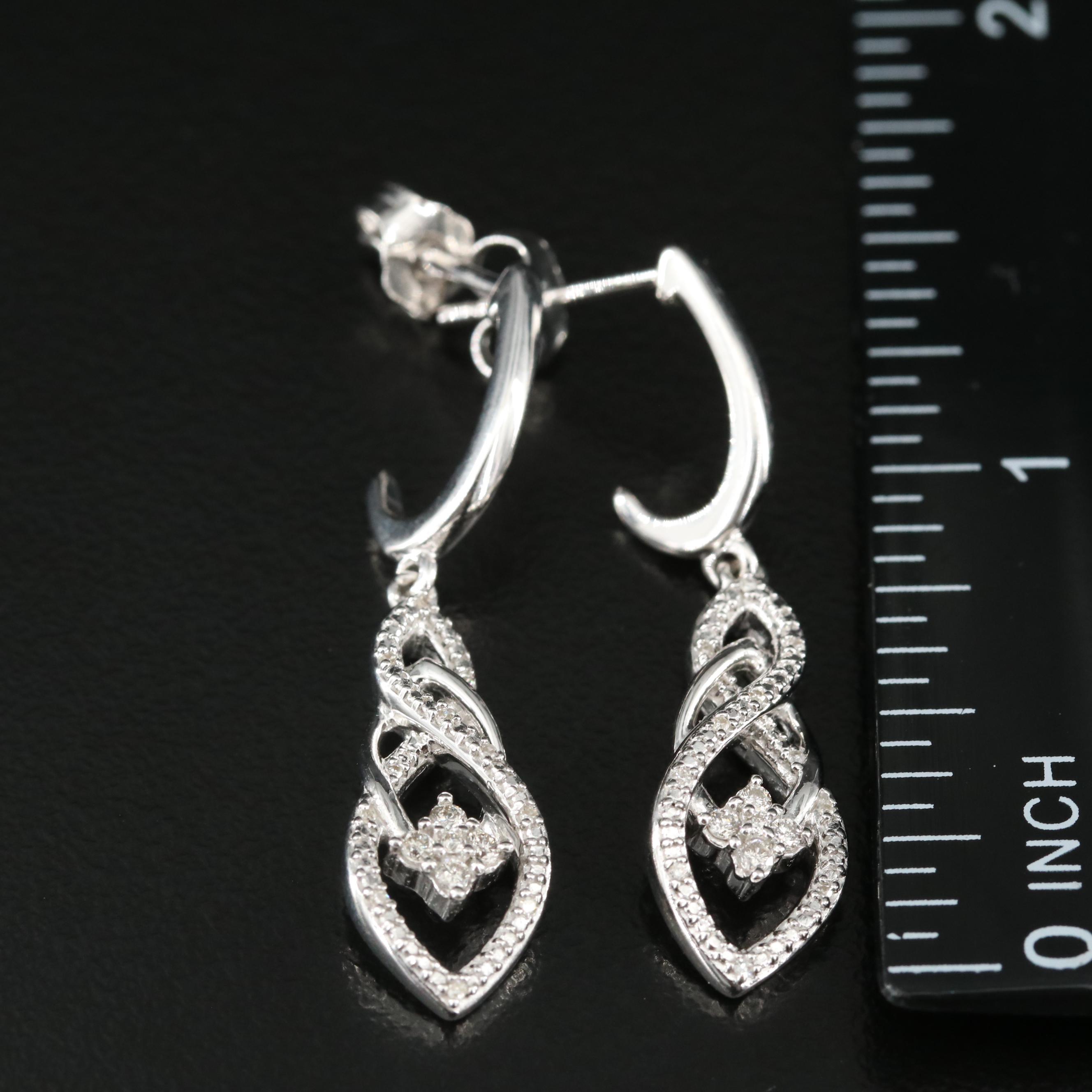 Sterling Diamond Crossover Earrings