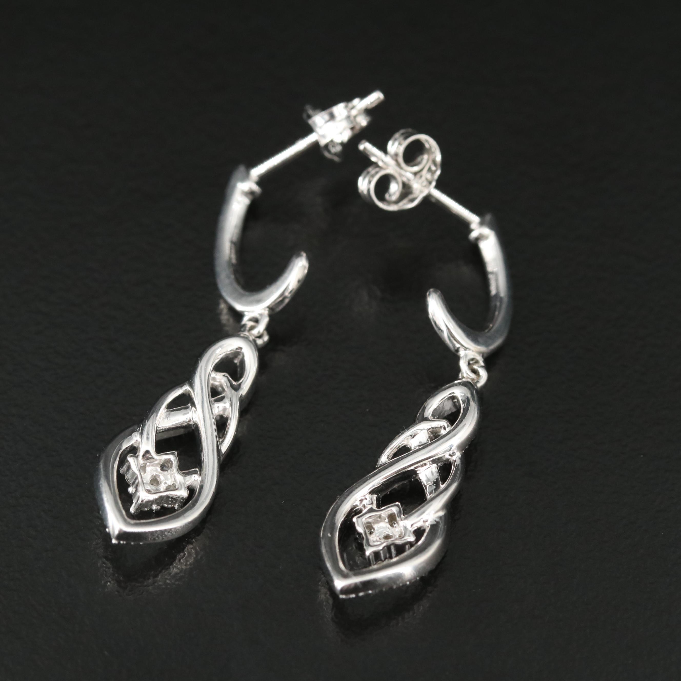 Sterling Diamond Crossover Earrings
