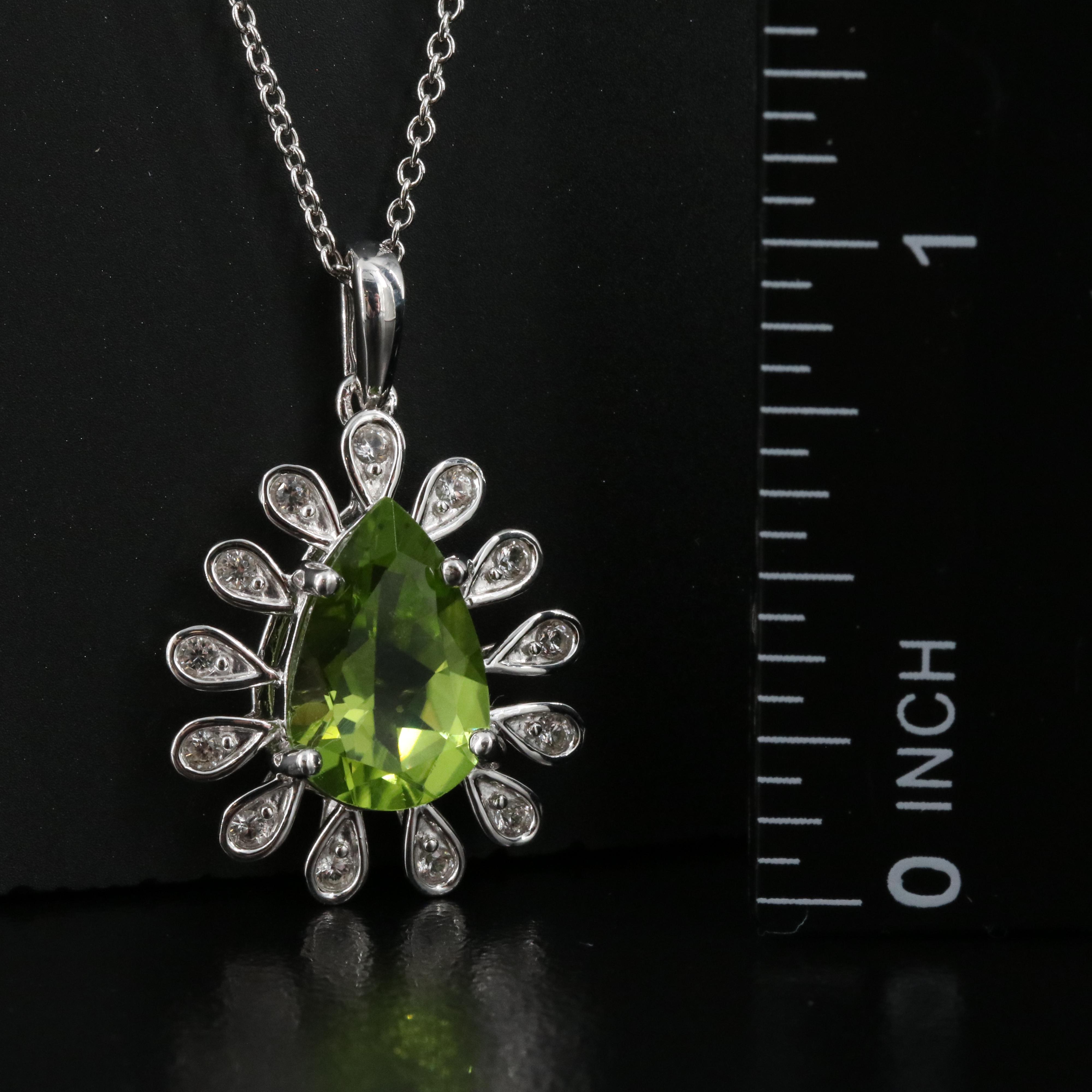 Sterling Peridot and Sapphire Pendant Necklace