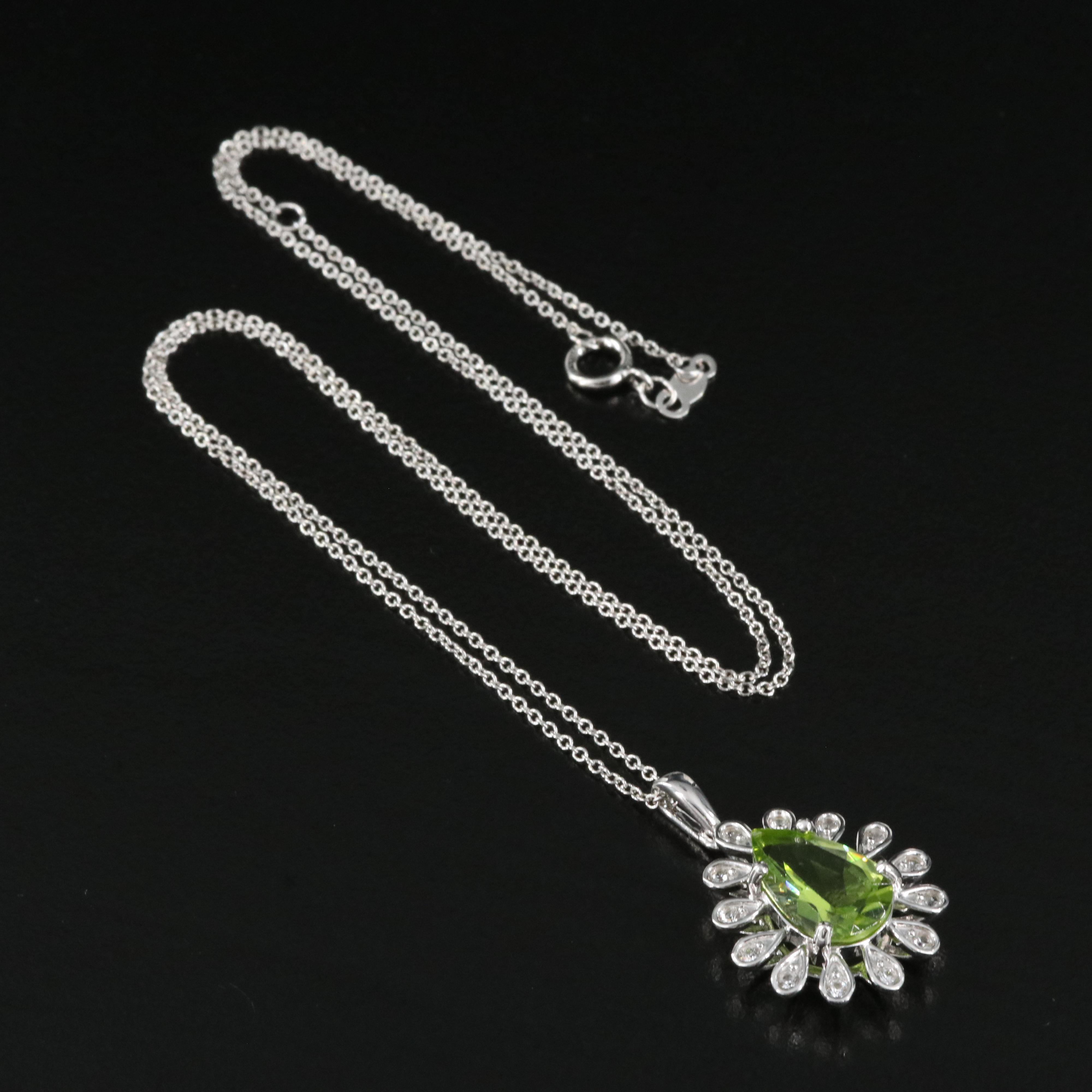 Sterling Peridot and Sapphire Pendant Necklace