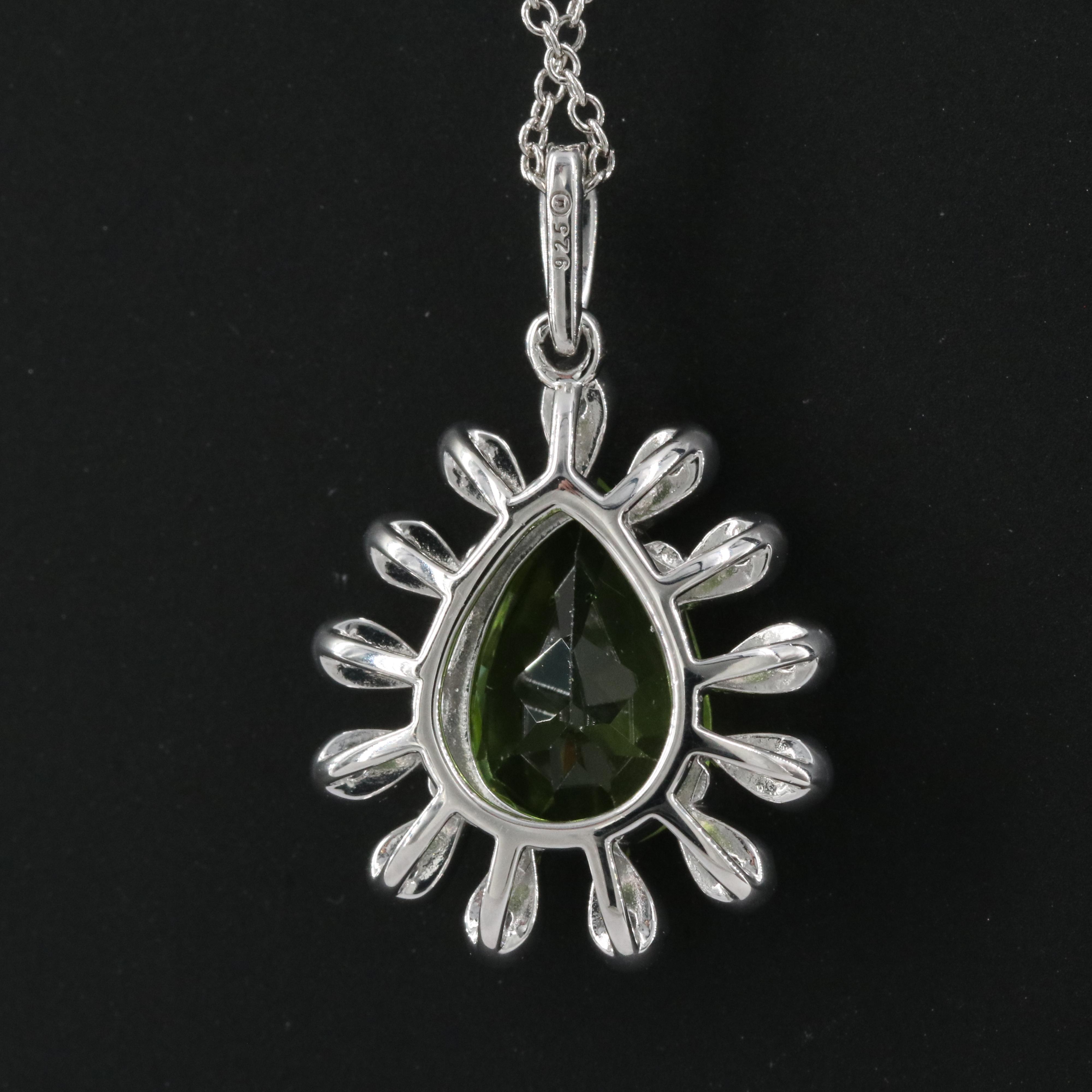 Sterling Peridot and Sapphire Pendant Necklace