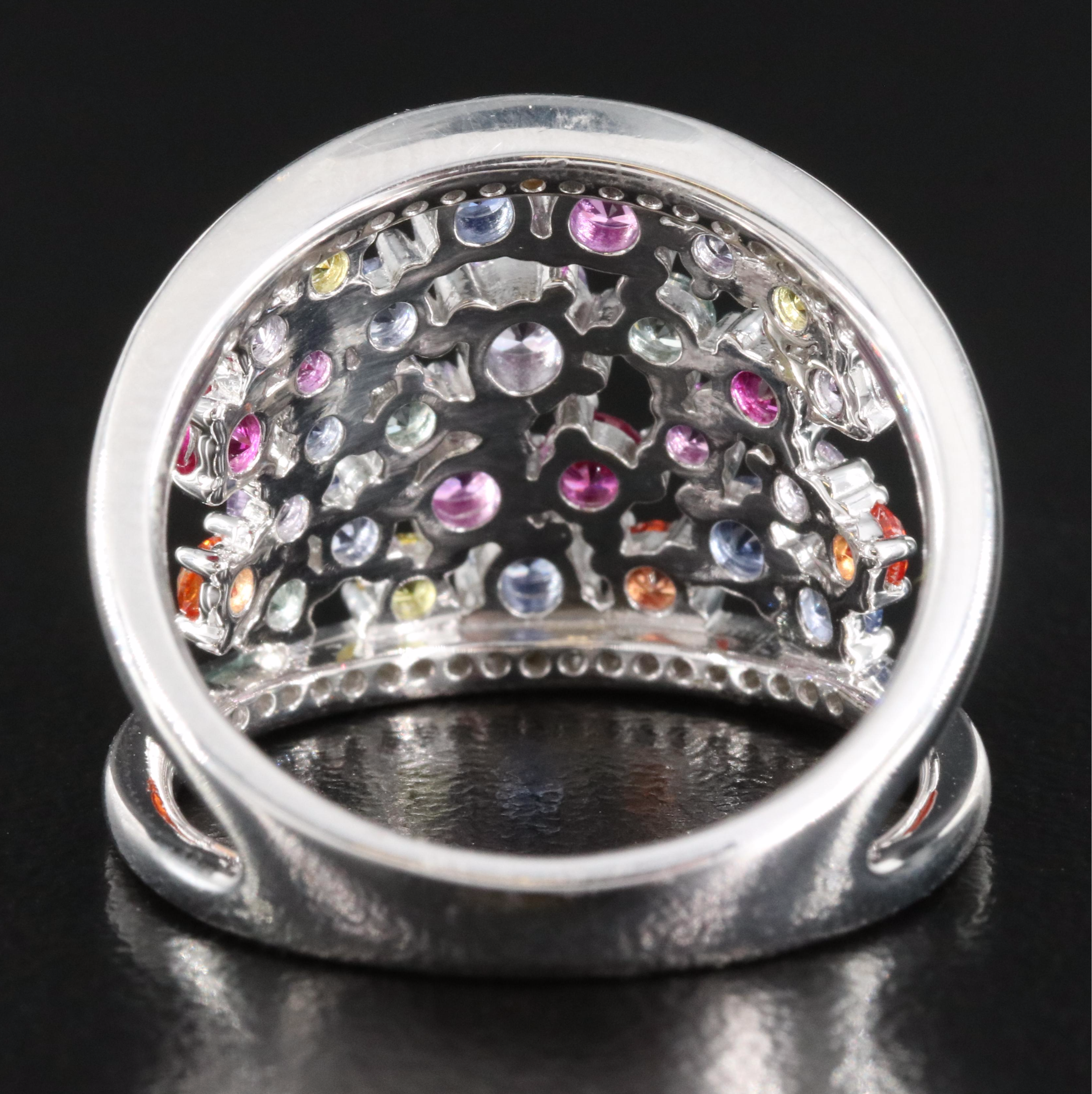 Sterling Sapphire, Ruby and Sapphire Tapered Band