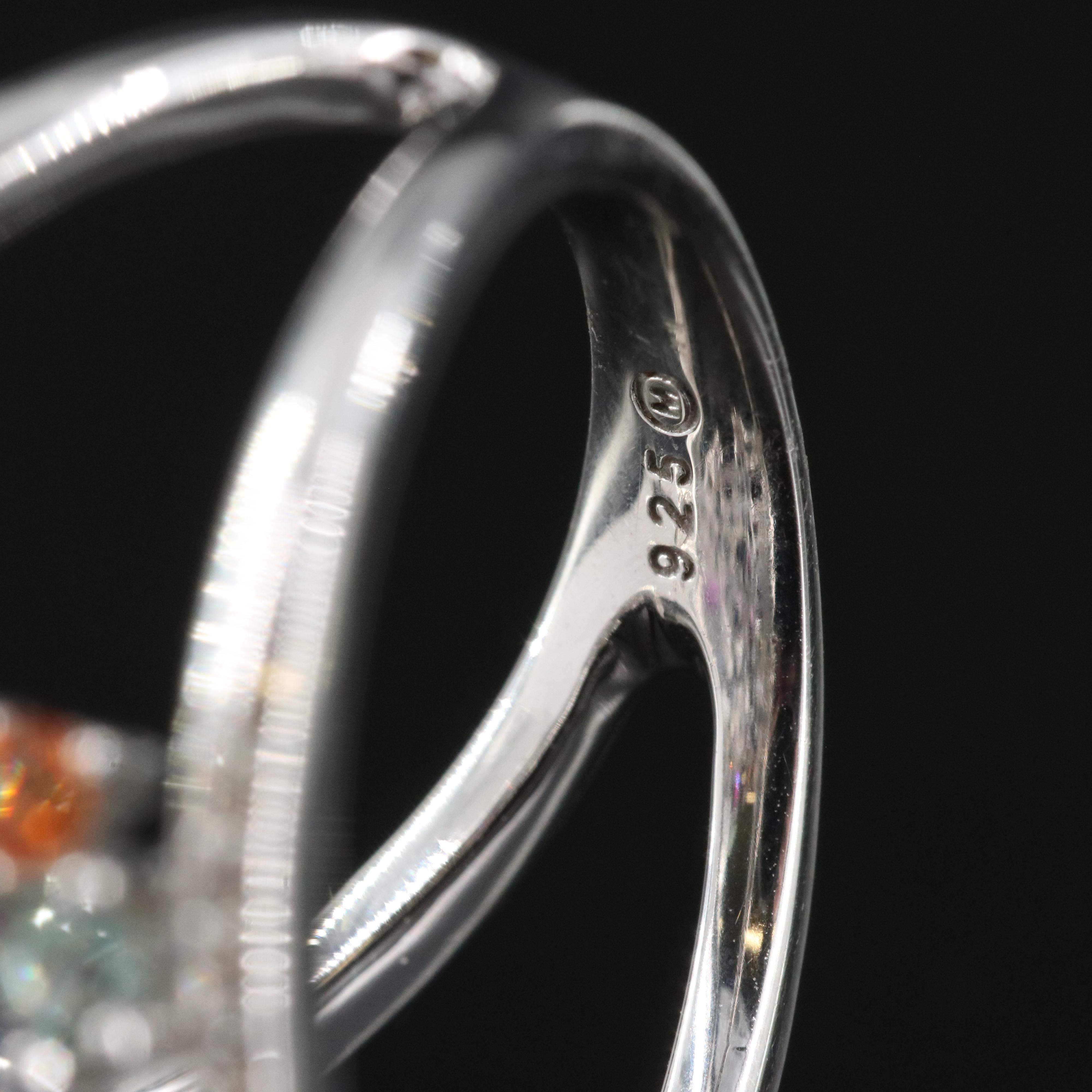 Sterling Sapphire, Ruby and Sapphire Tapered Band