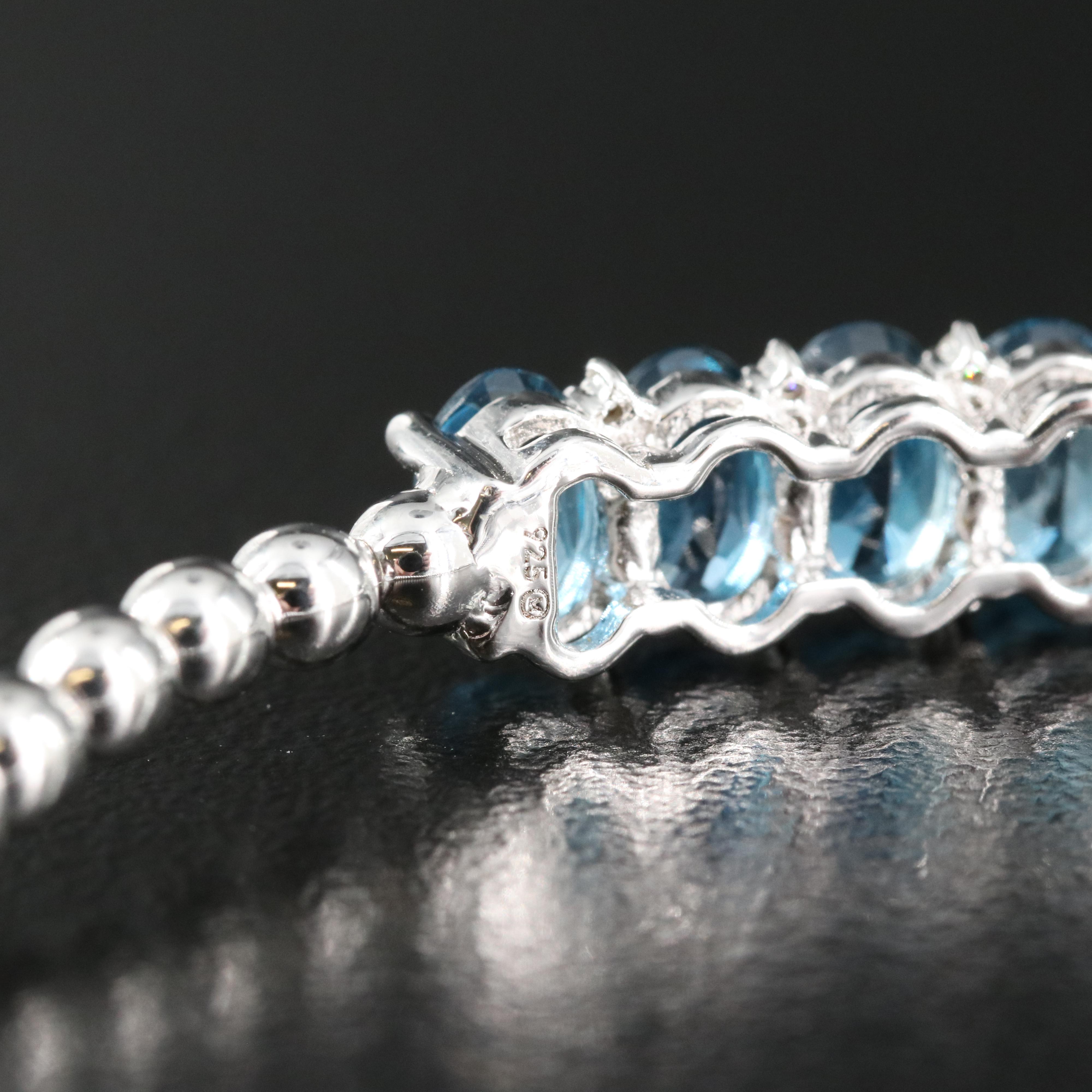 Sterling London Blue Topaz and Diamond Bracelet