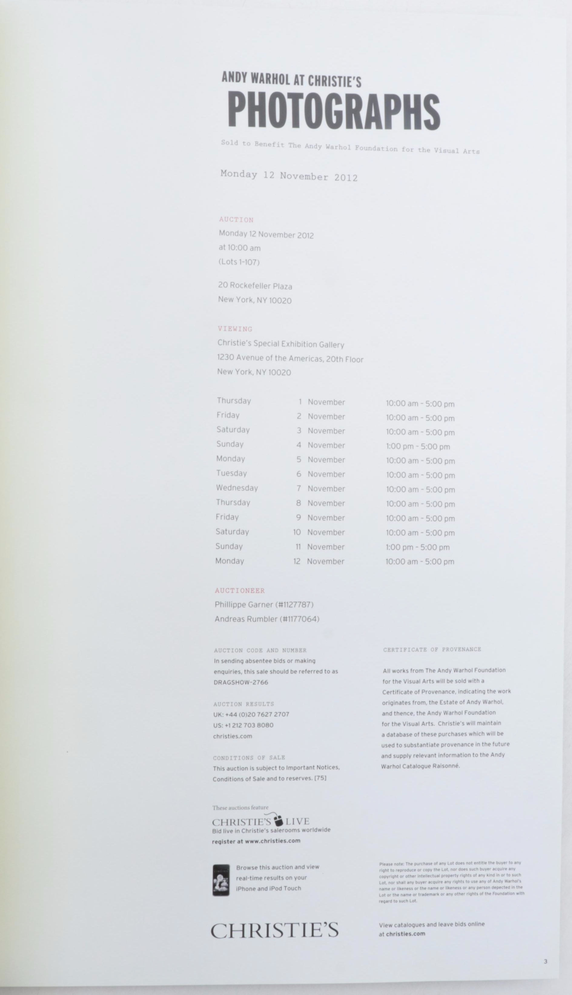 "Andy Warhol at Christie's" Three-Volume Catalog Set by Hilton Als, 2012