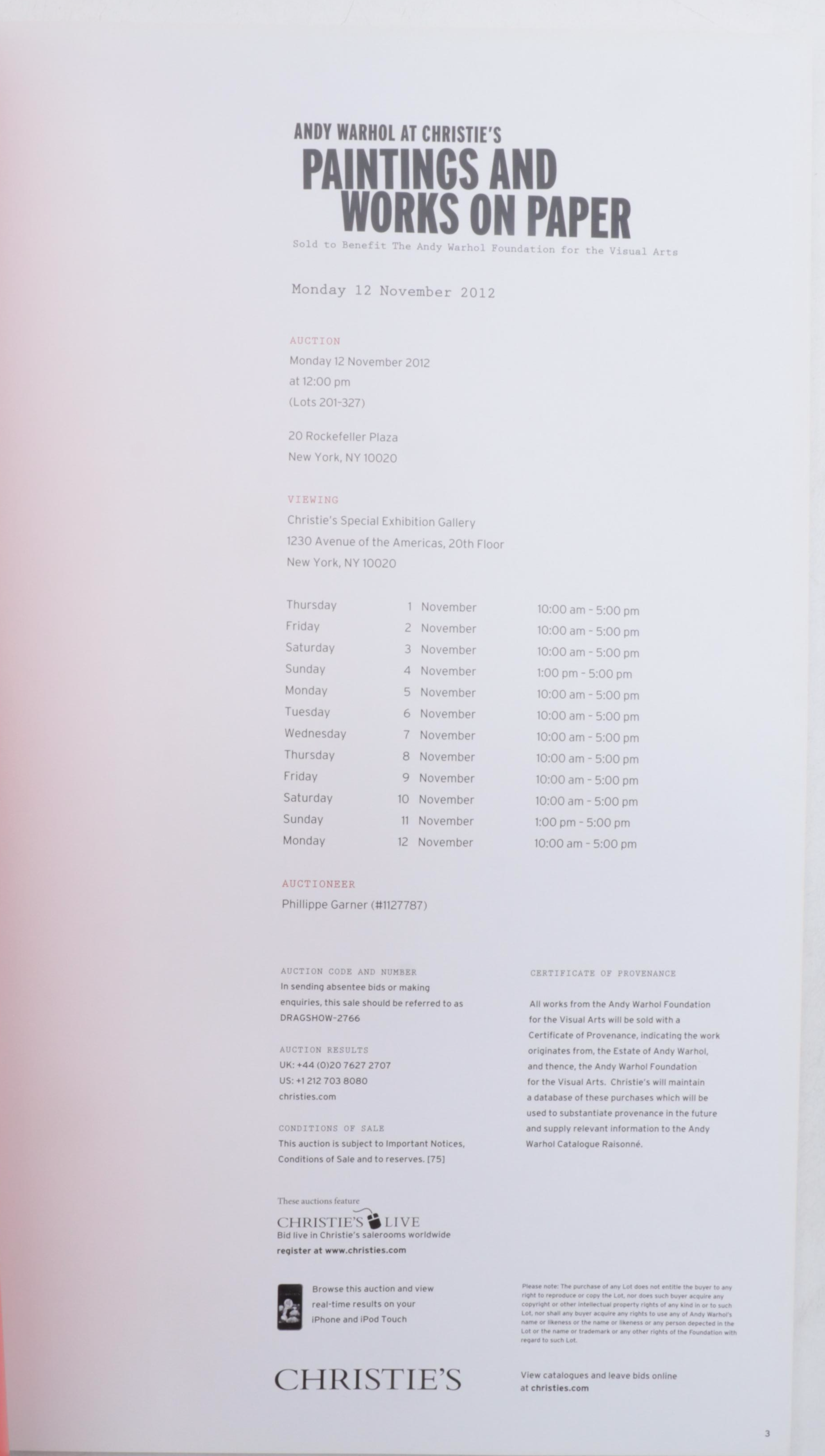 "Andy Warhol at Christie's" Three-Volume Catalog Set by Hilton Als, 2012