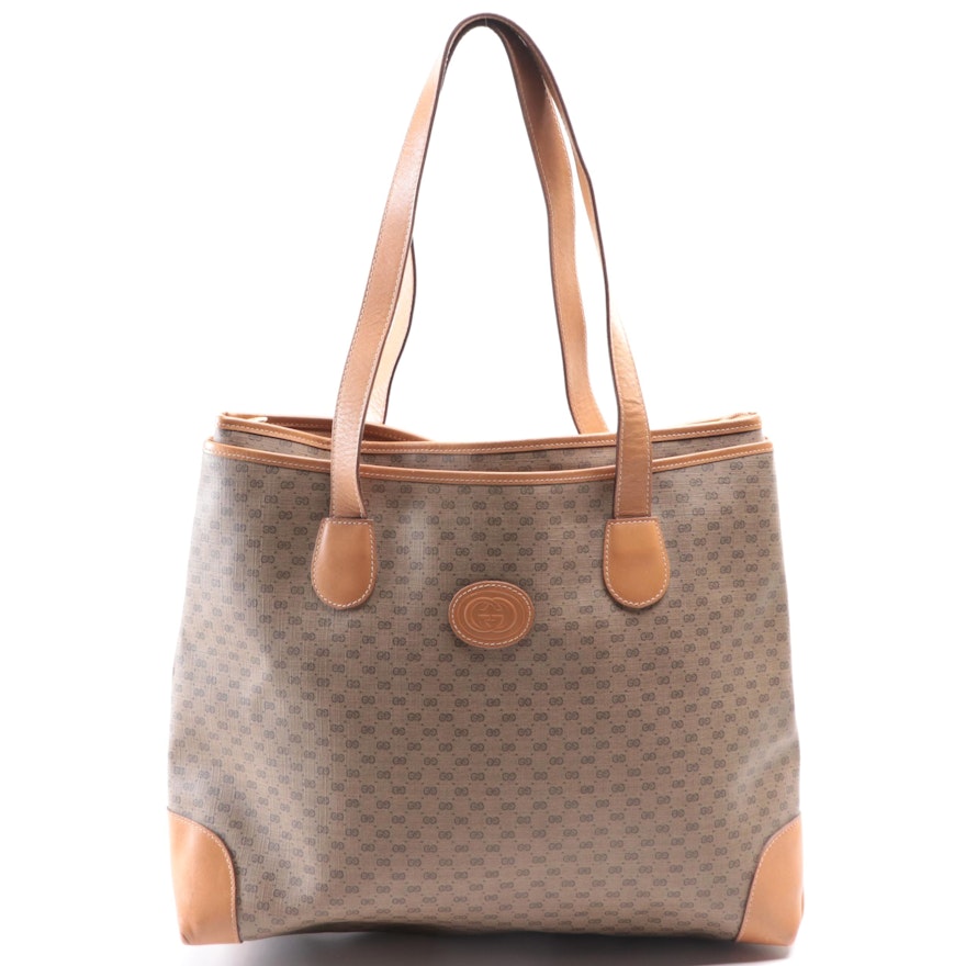 Gucci Micro GG Coated Canvas and Leather Tote