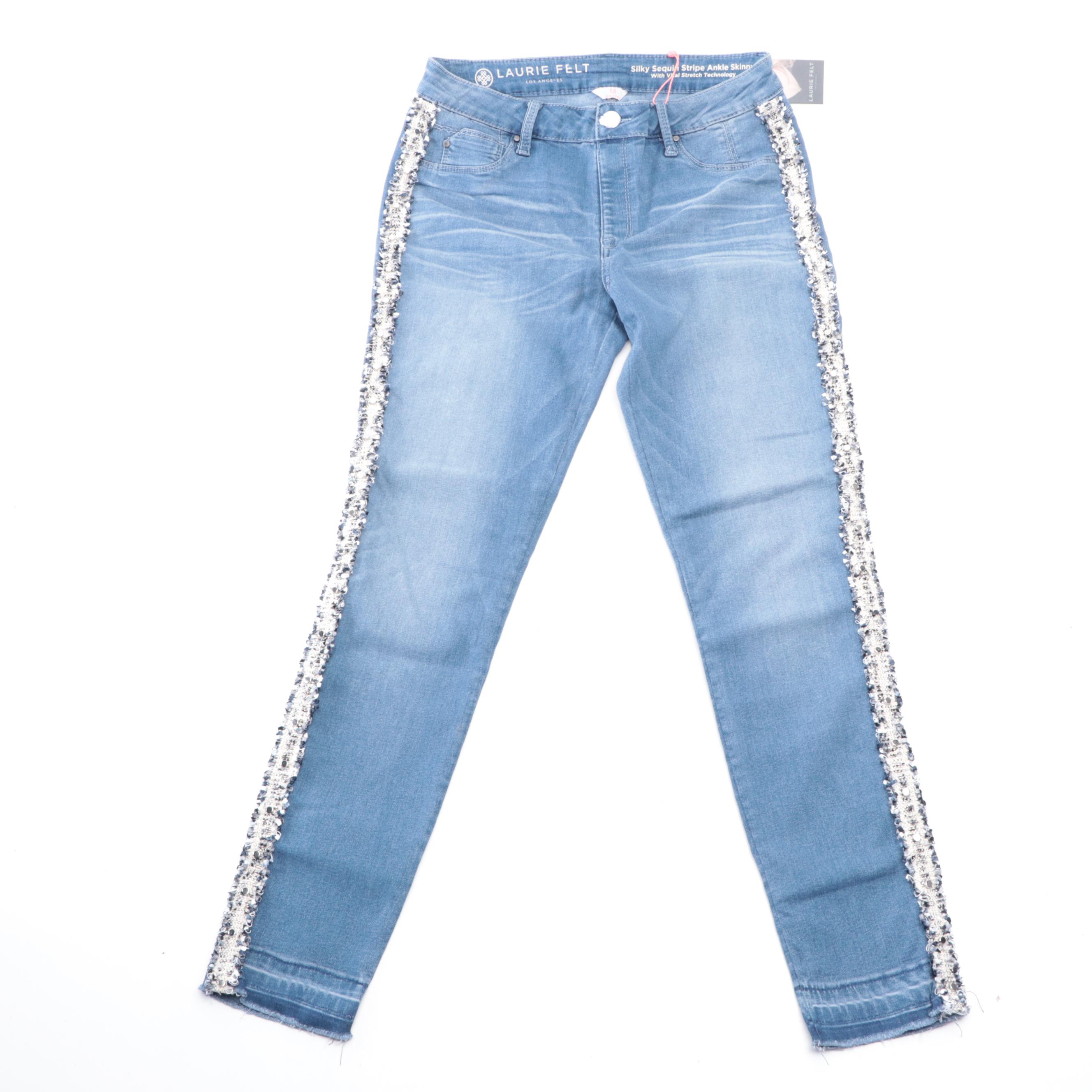 Laurie Felt Colored and Embellished Skinny Jeans