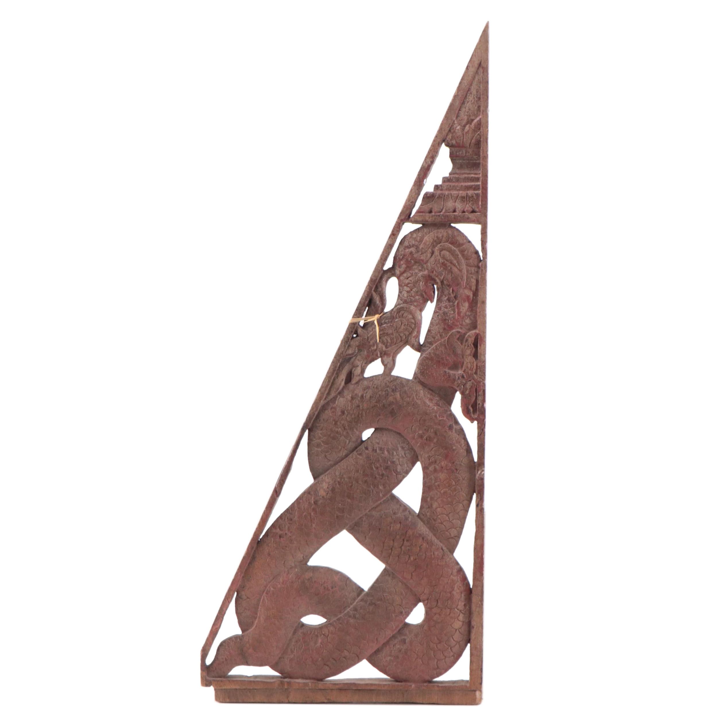 Burmese Teak Dragon Motif Corbel, Early to Mid-20th Century
