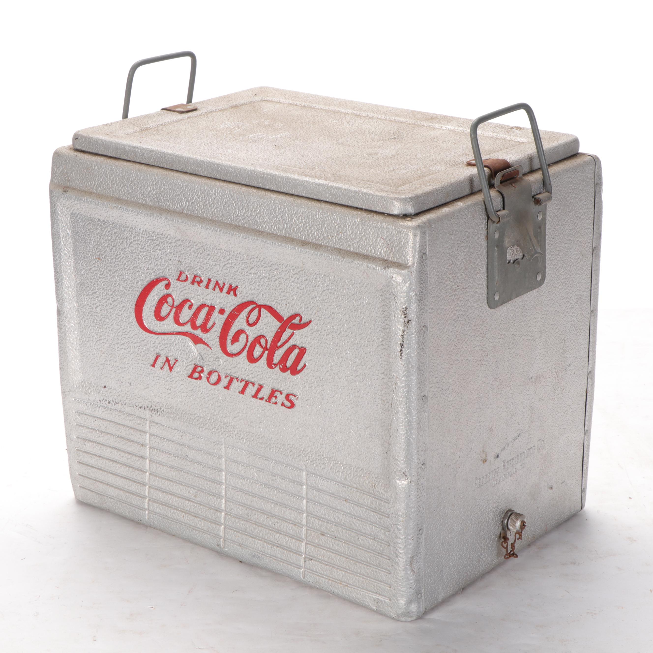 Coca-Cola Metal Coolers with Illuminated Wall Clock, Mid to Late 20th Century