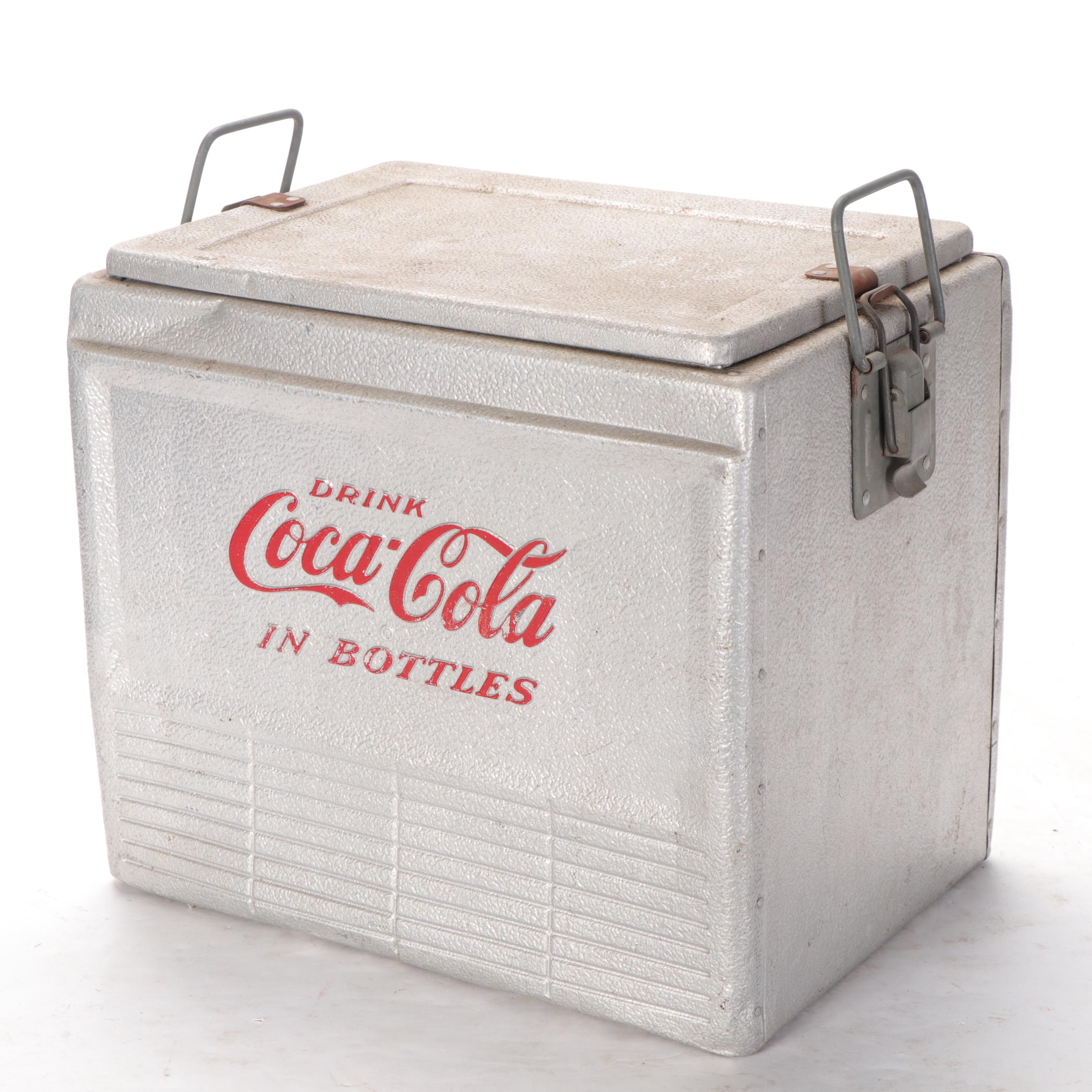 Coca-Cola Metal Coolers with Illuminated Wall Clock, Mid to Late 20th Century