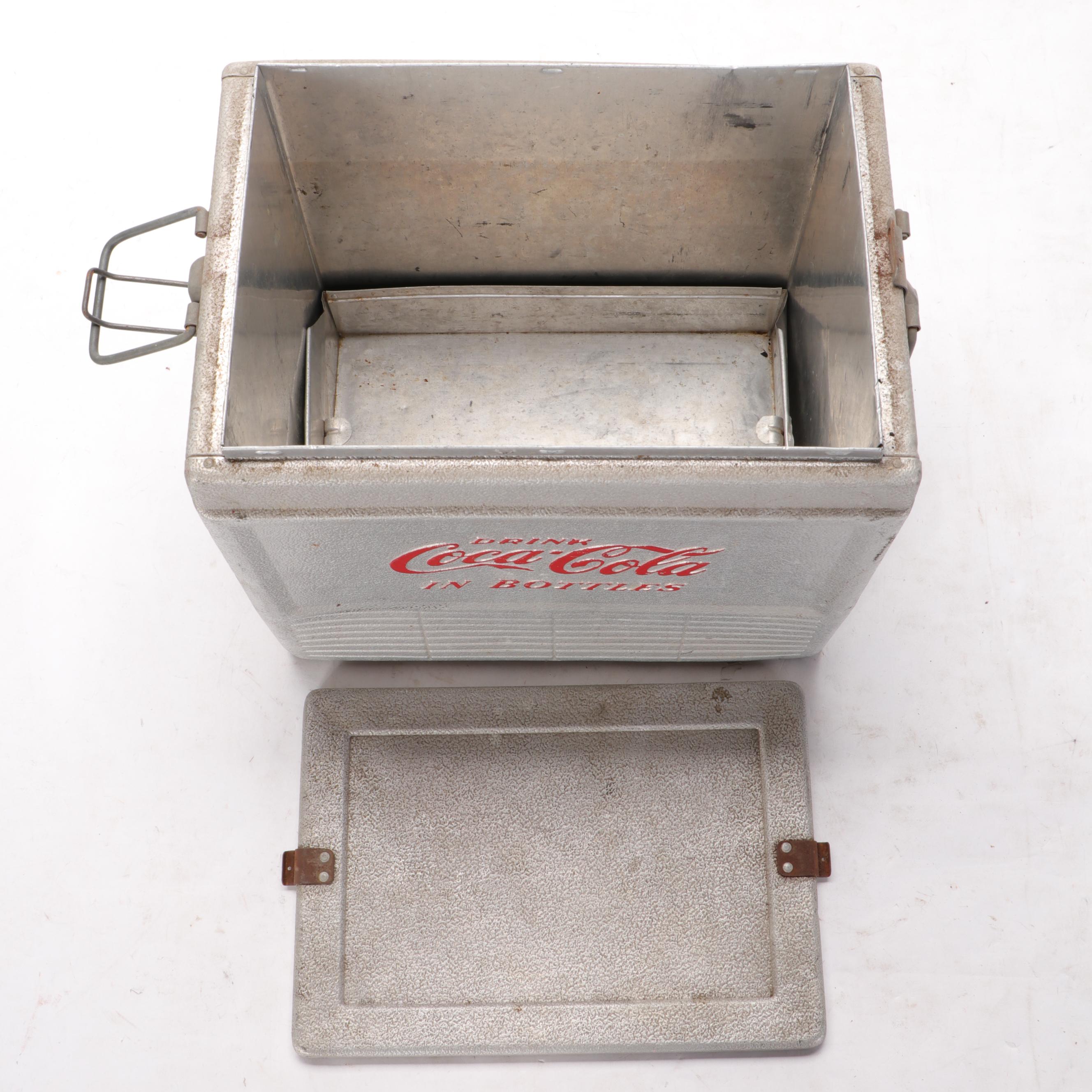 Coca-Cola Metal Coolers with Illuminated Wall Clock, Mid to Late 20th Century