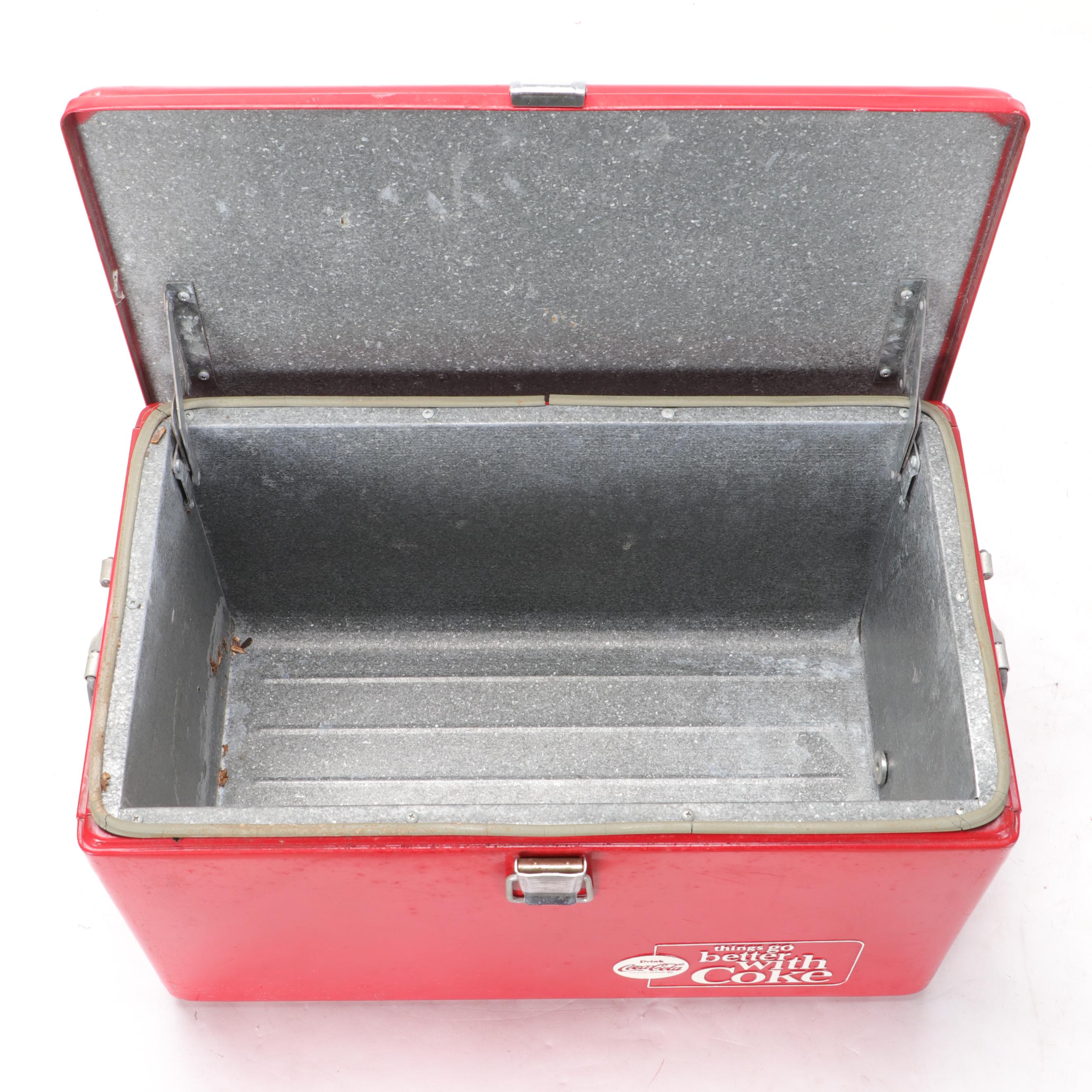 Coca-Cola Metal Coolers with Illuminated Wall Clock, Mid to Late 20th Century