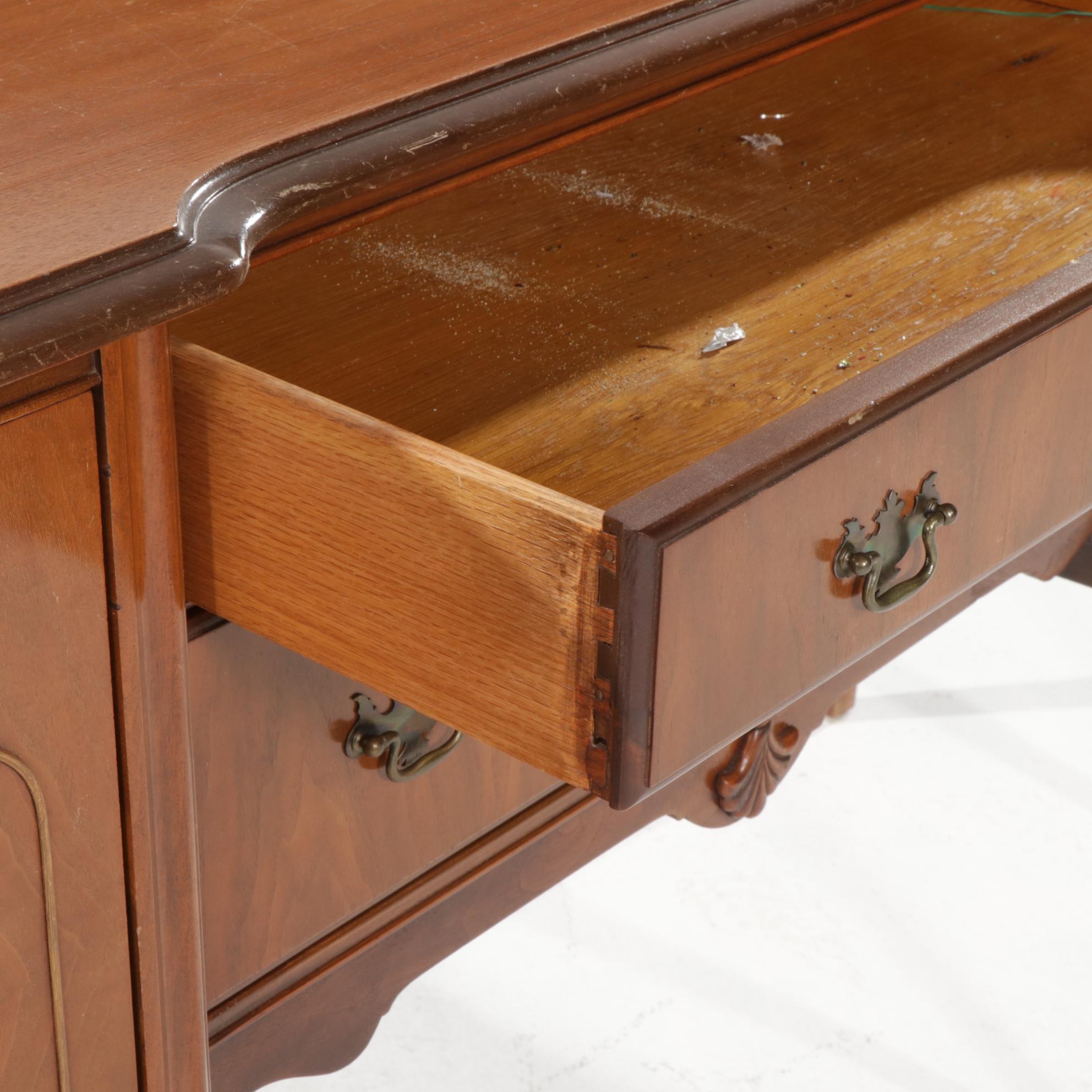 Queen Anne Style Mahogany Sideboard, Mid 20th Century