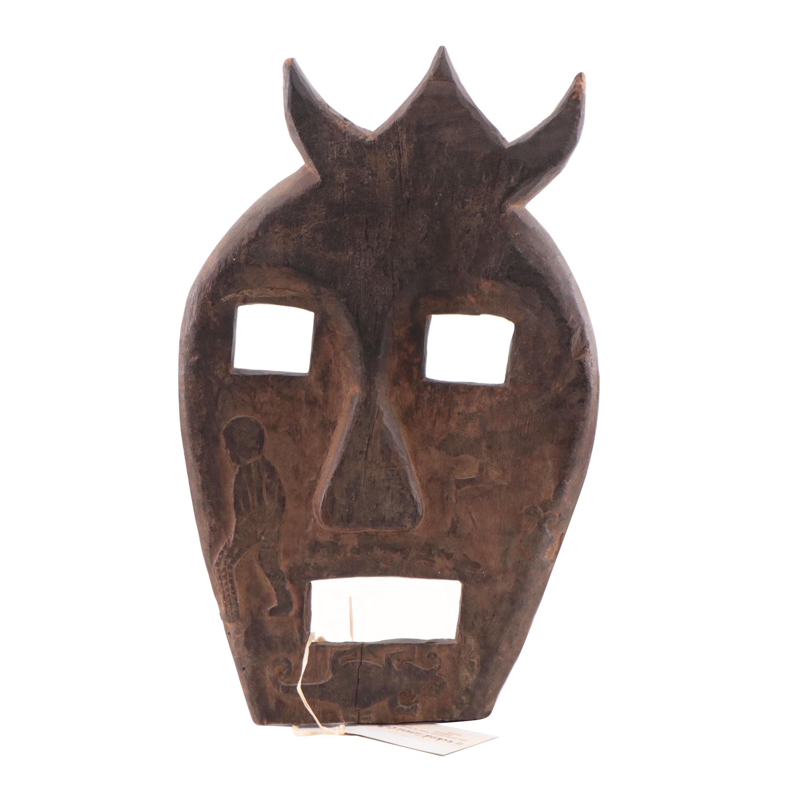 Filipino Hand-Carved Wooden Mask, Late 20th Century