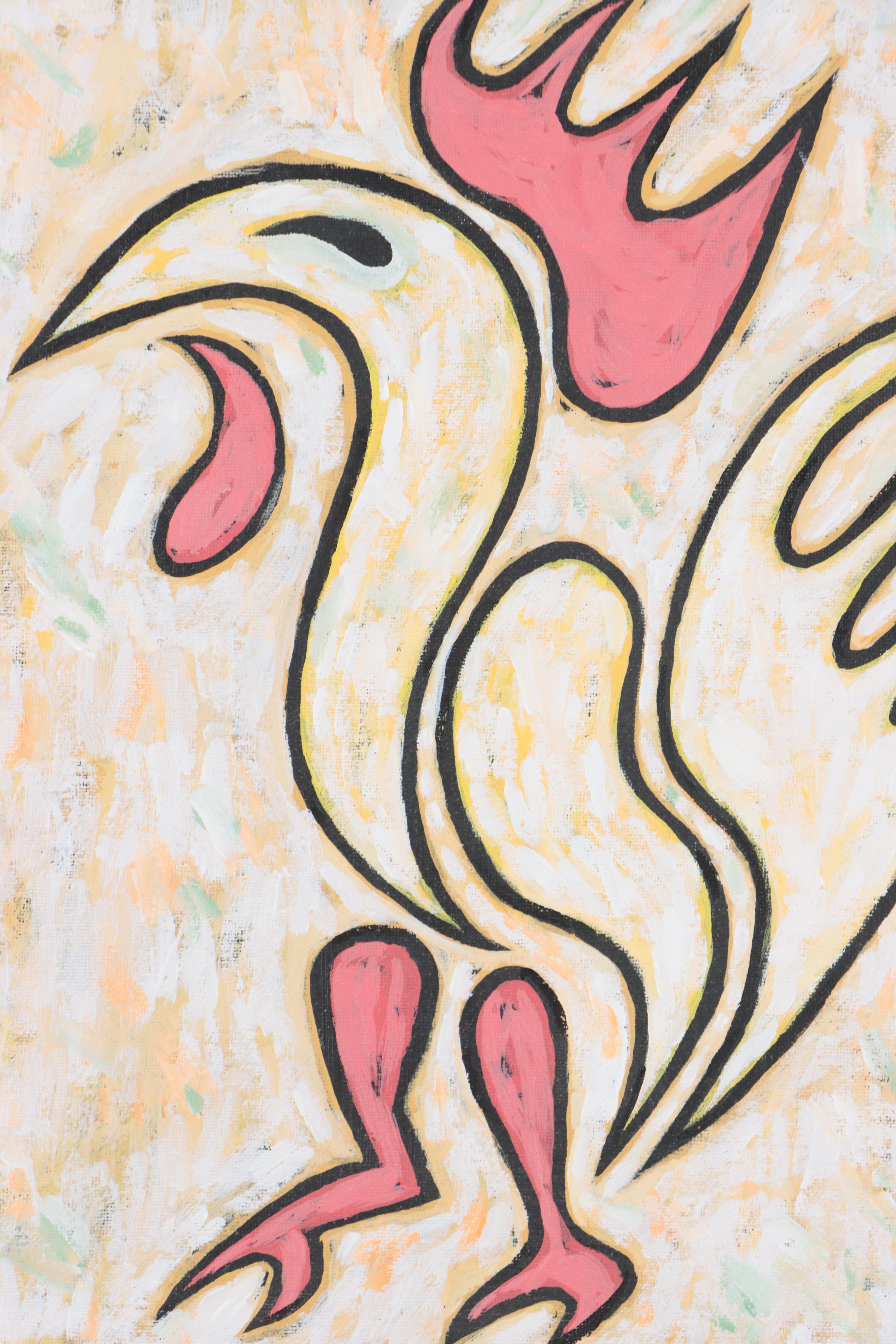 Michael Sweeney Acrylic Painting of Stylized Rooster