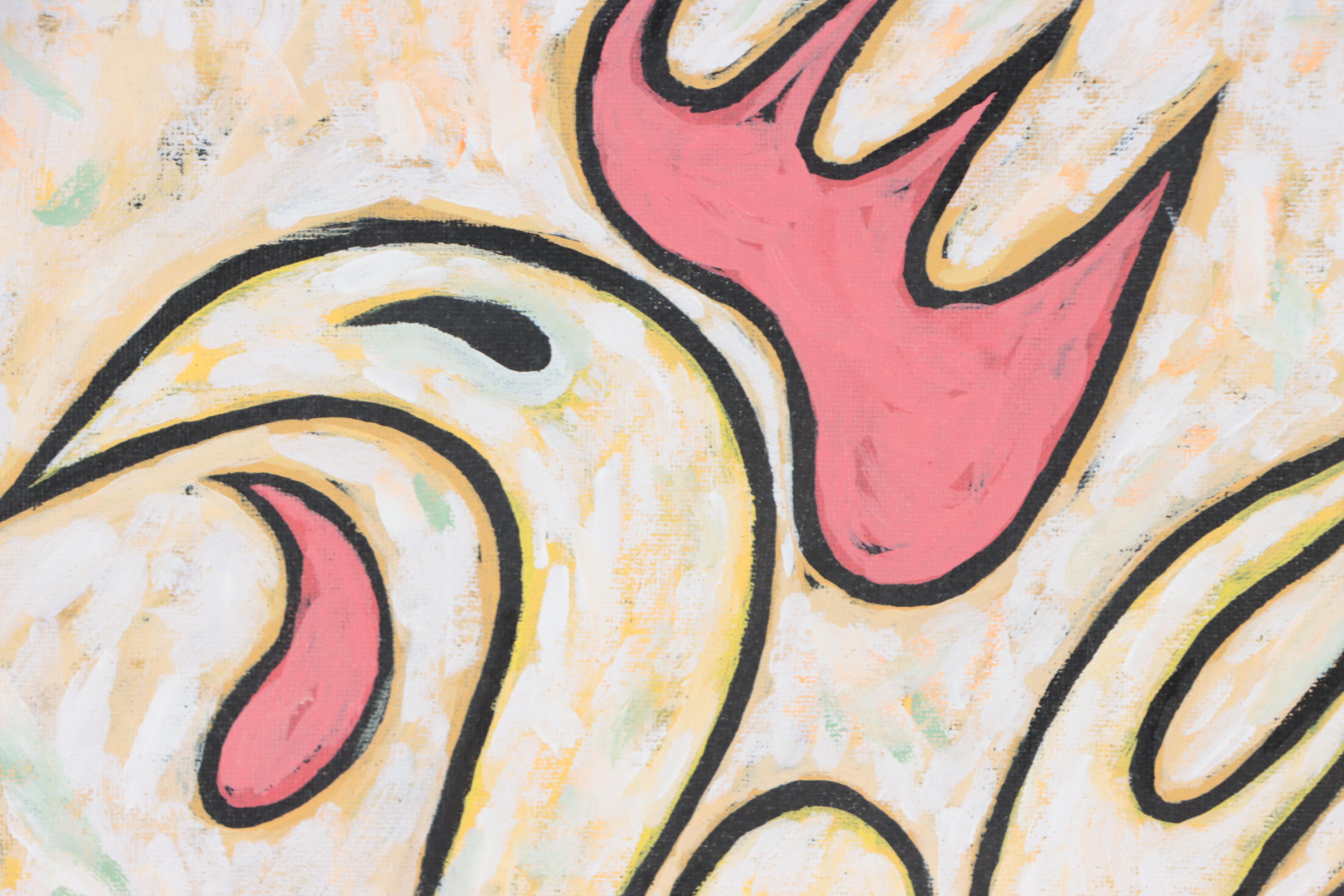 Michael Sweeney Acrylic Painting of Stylized Rooster