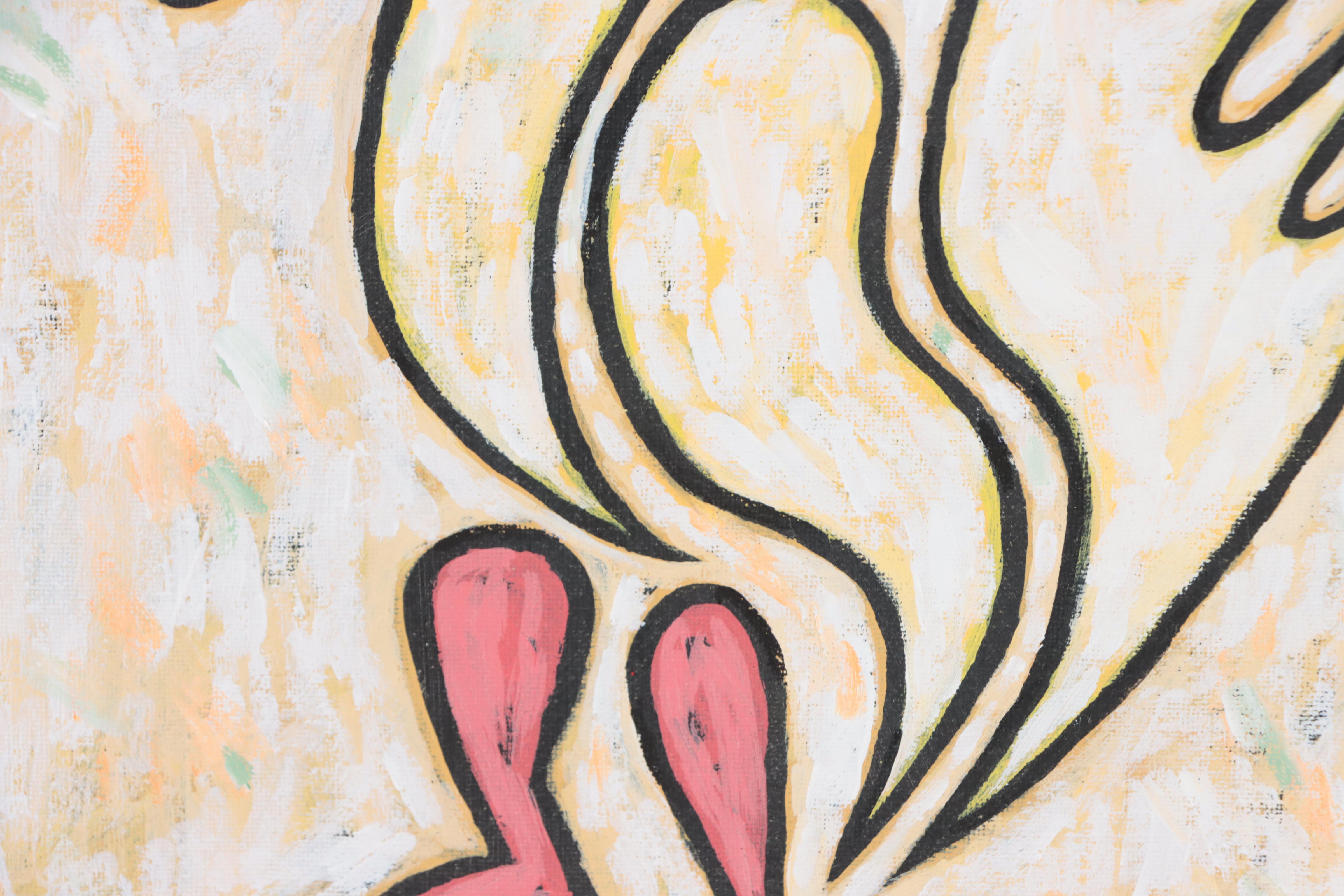 Michael Sweeney Acrylic Painting of Stylized Rooster