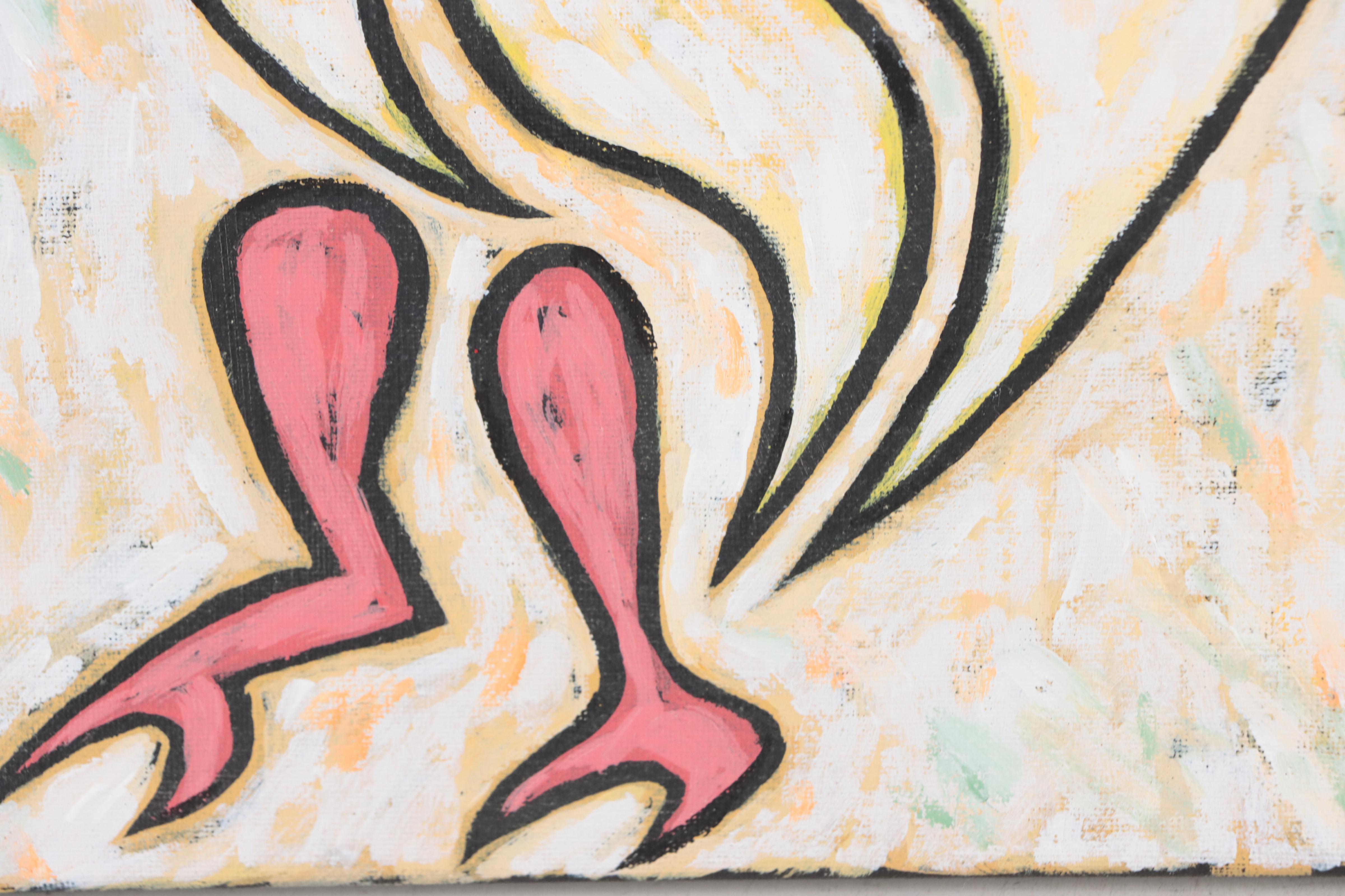 Michael Sweeney Acrylic Painting of Stylized Rooster