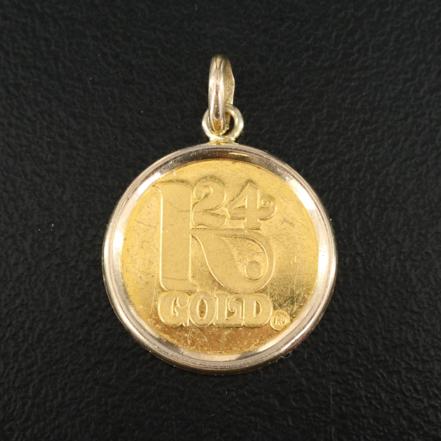 18K Pendant with 3-Gram Fine Gold Round Coin