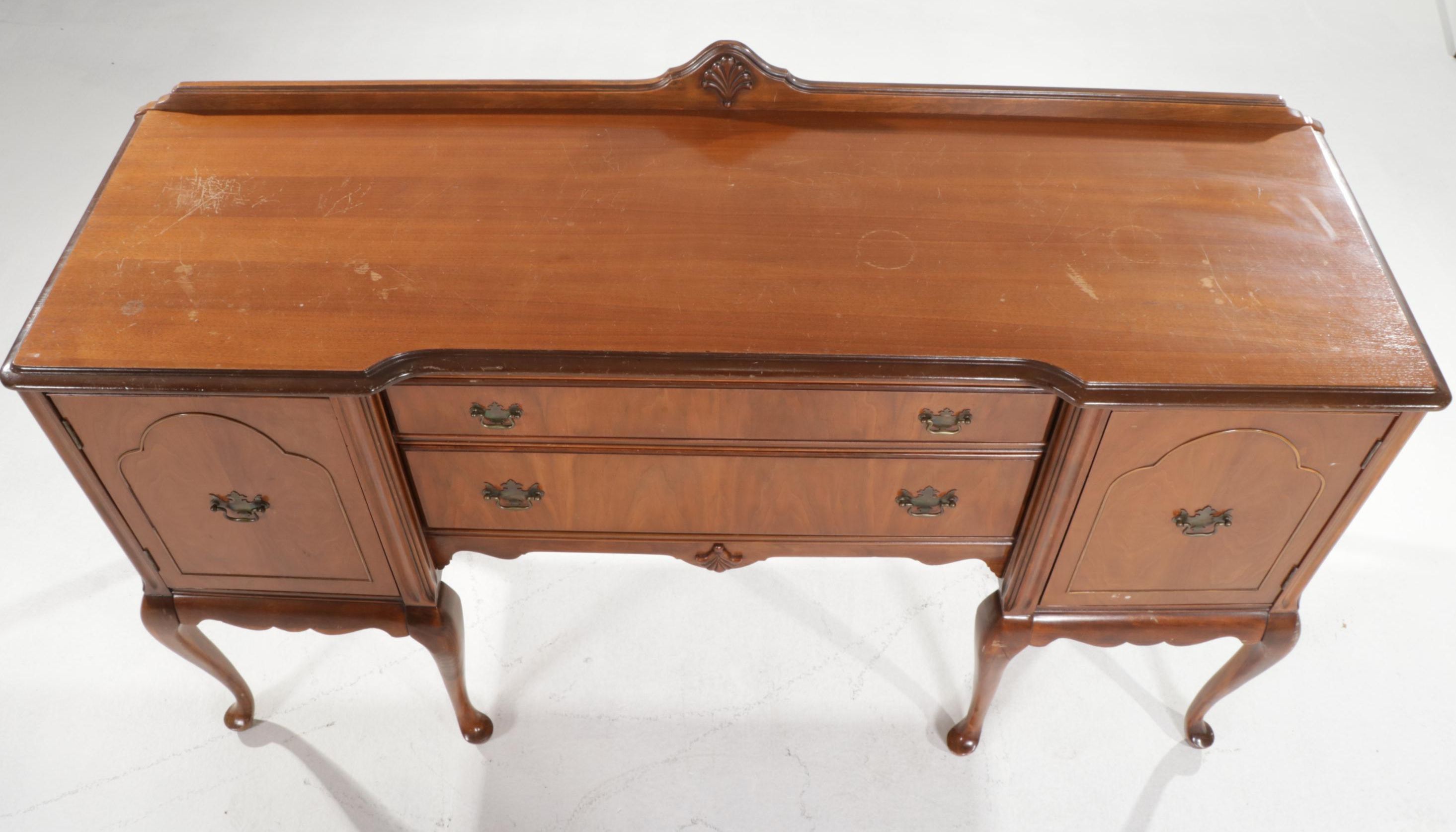 Queen Anne Style Mahogany Sideboard, Mid 20th Century