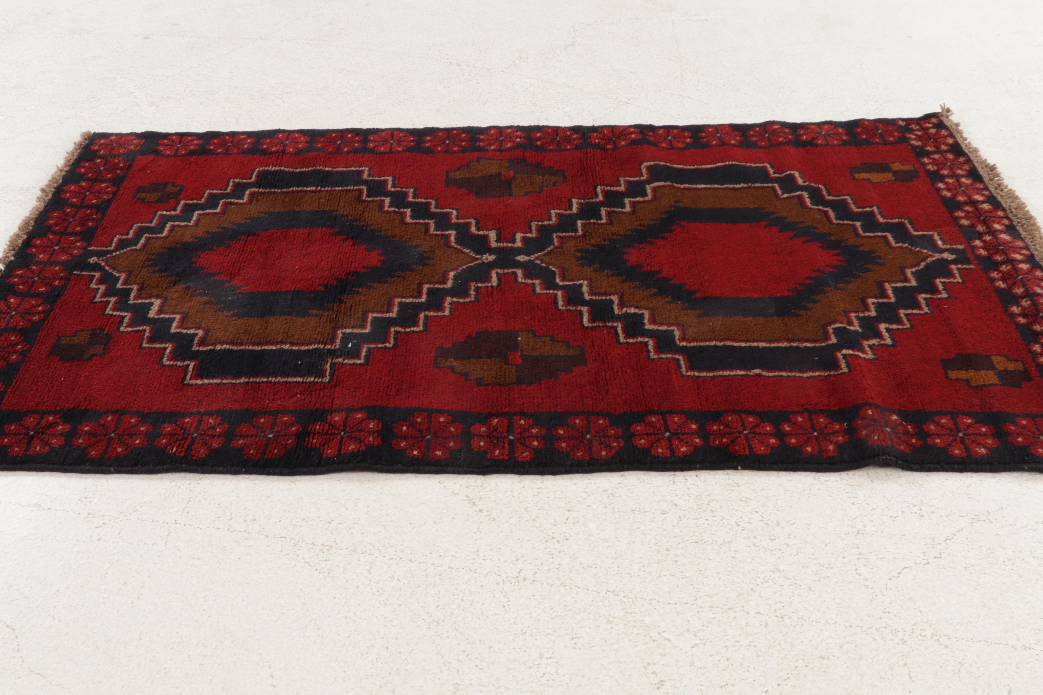 3'4 x 6'2 Hand-Knotted Afghan Teimani Area Rug