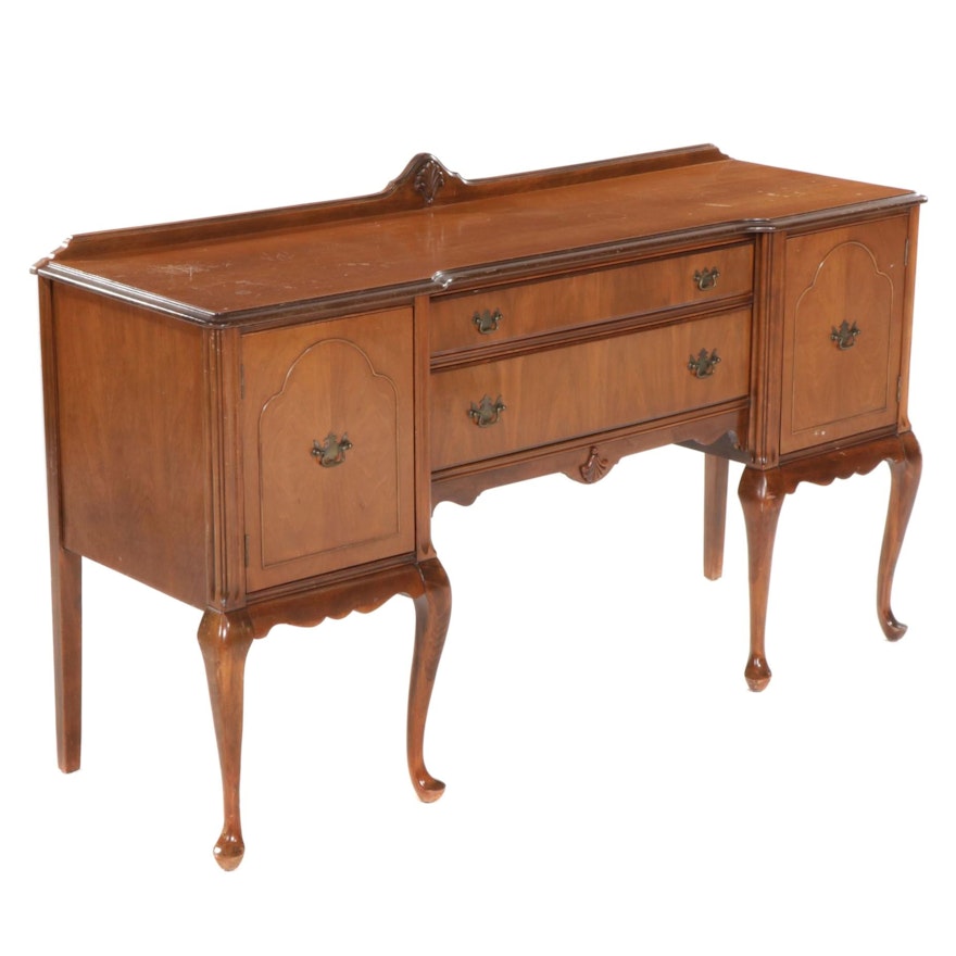 Queen Anne Style Mahogany Sideboard, Mid 20th Century
