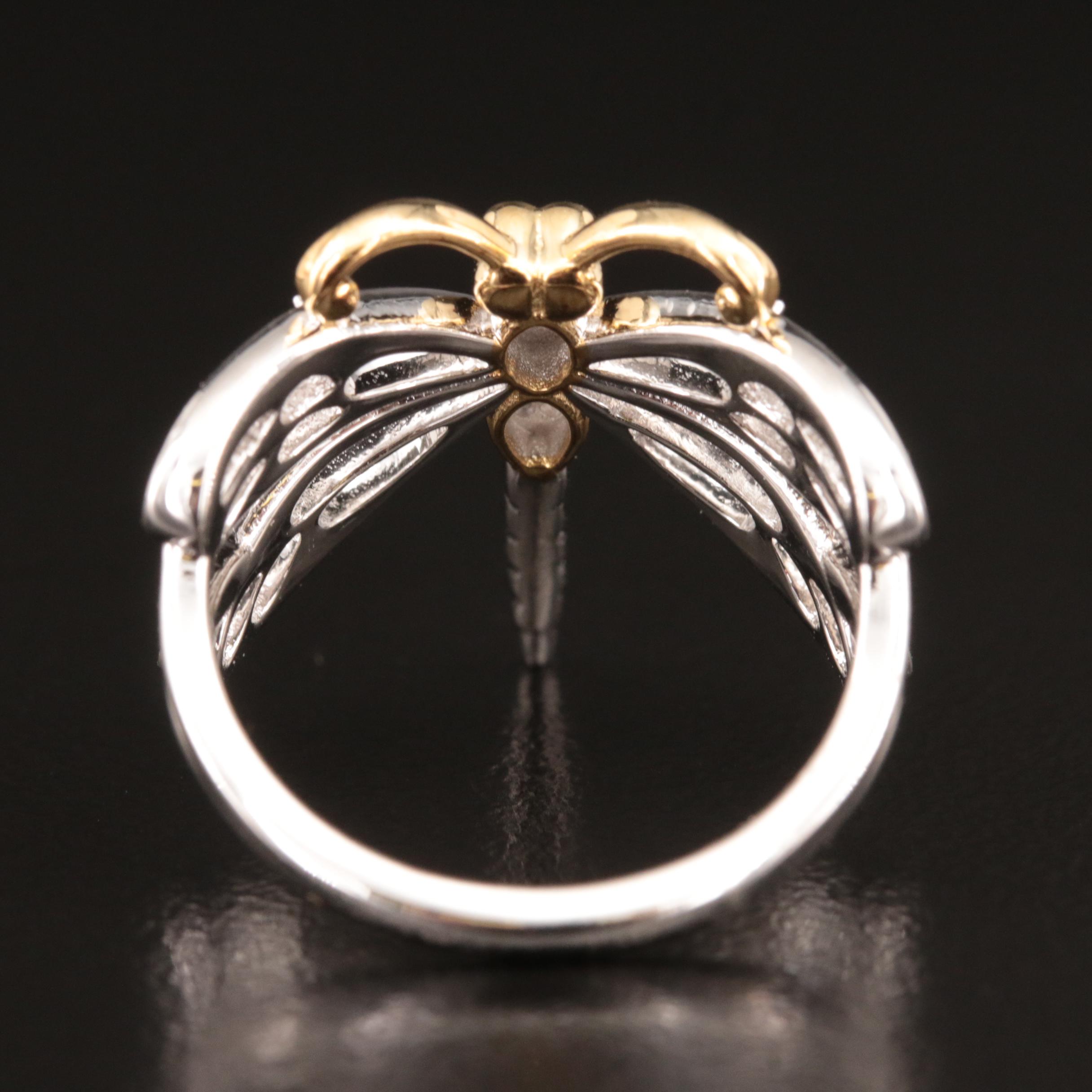 Sterling Diamond Dragonfly Ring