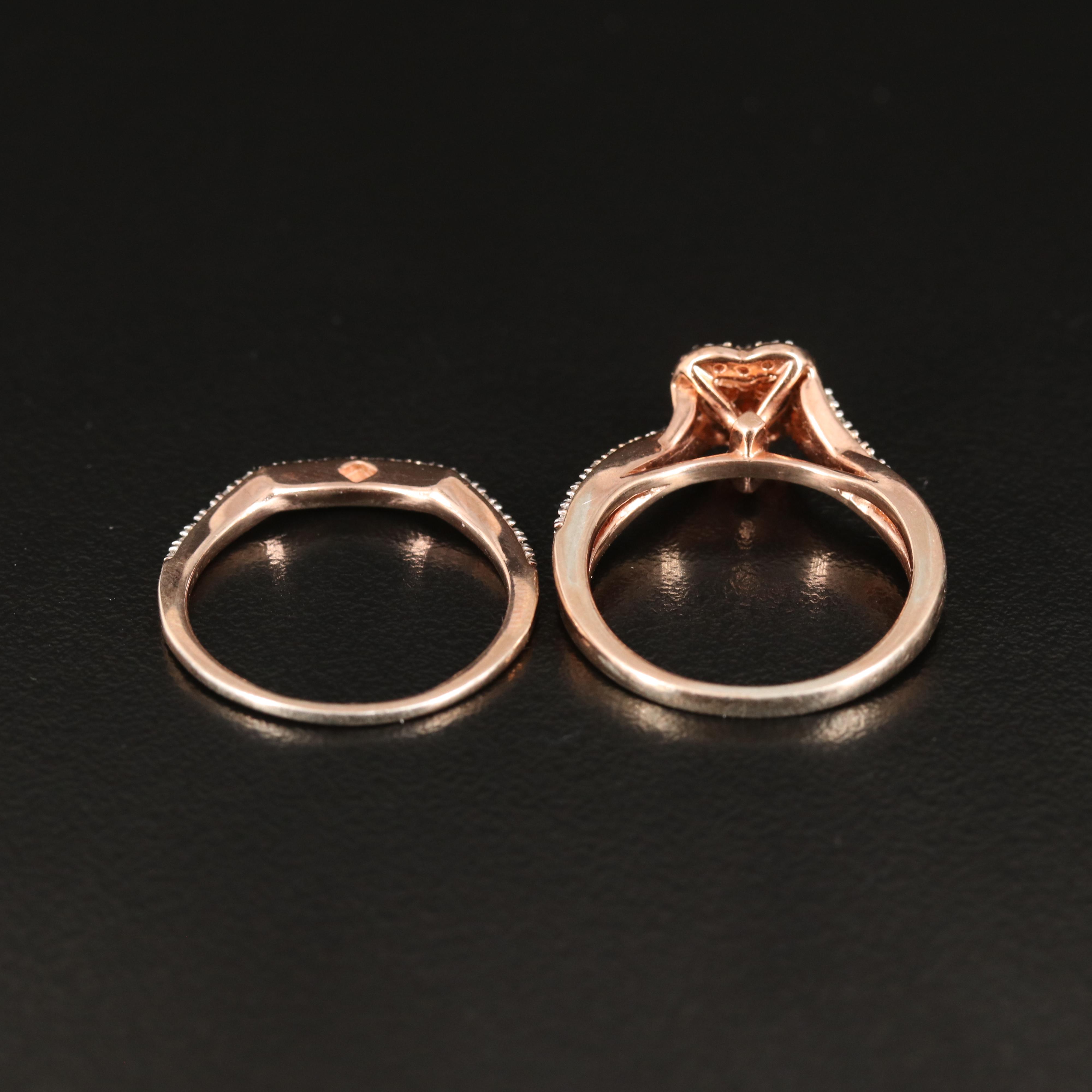 Sterling Diamond Ring and Band Set