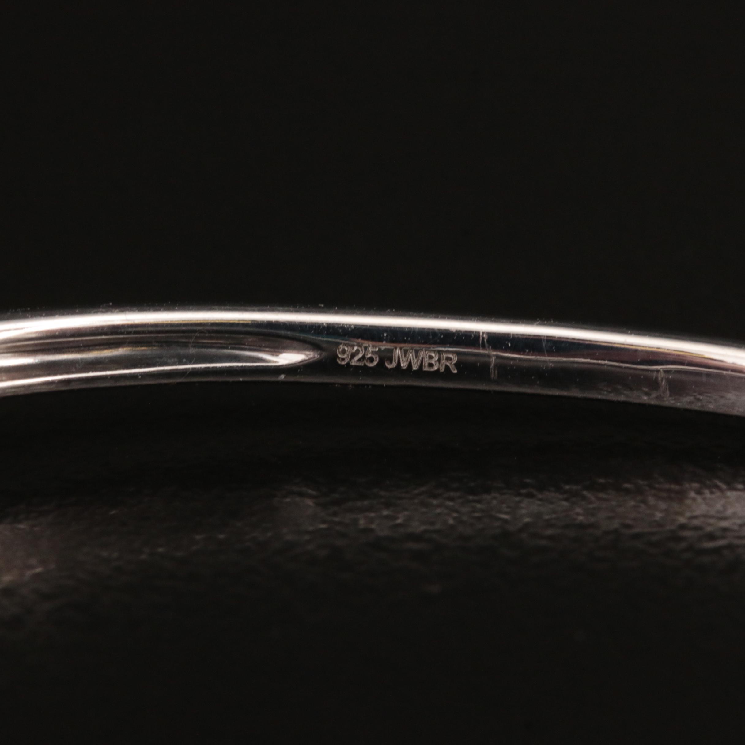 Sterling Diamond Heart Hinged Bangle