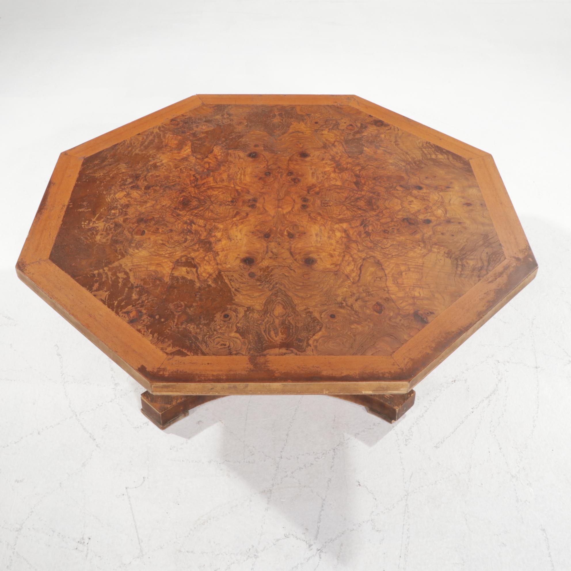 Weiman Burl-Finished Octagonal Coffee Table, Mid to Late 20th Century