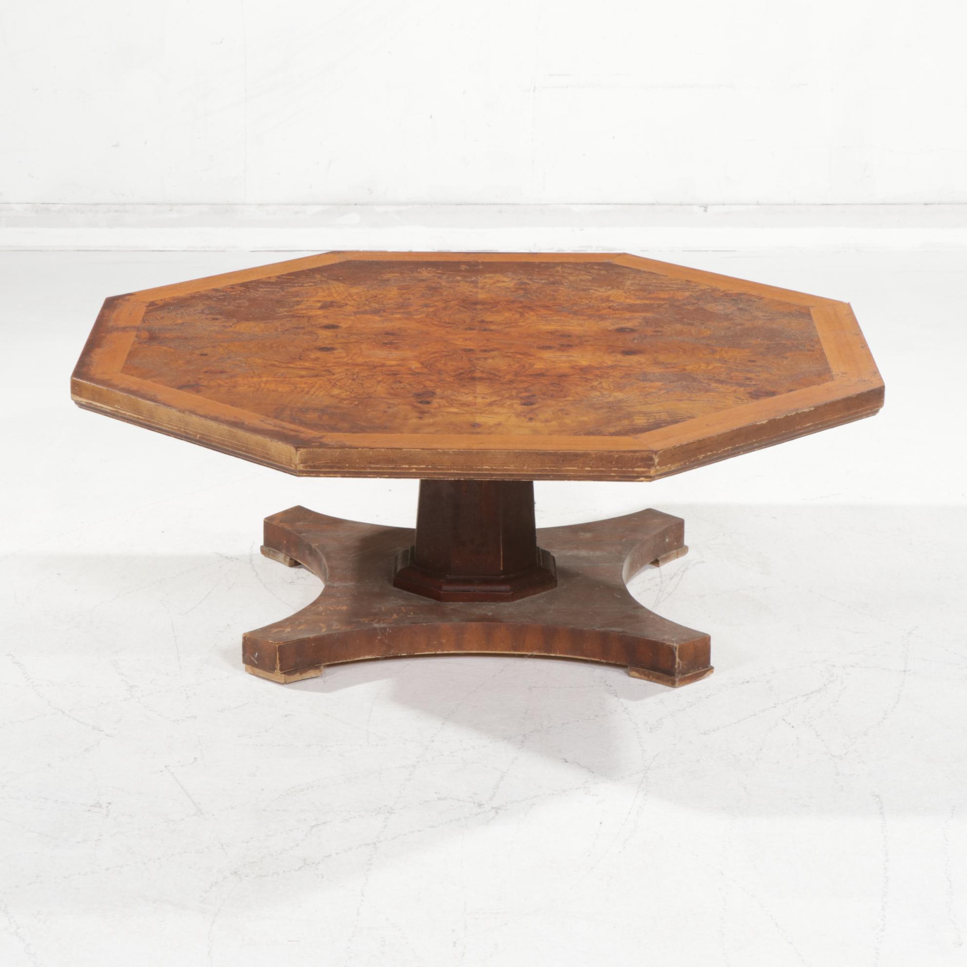 Weiman Burl-Finished Octagonal Coffee Table, Mid to Late 20th Century