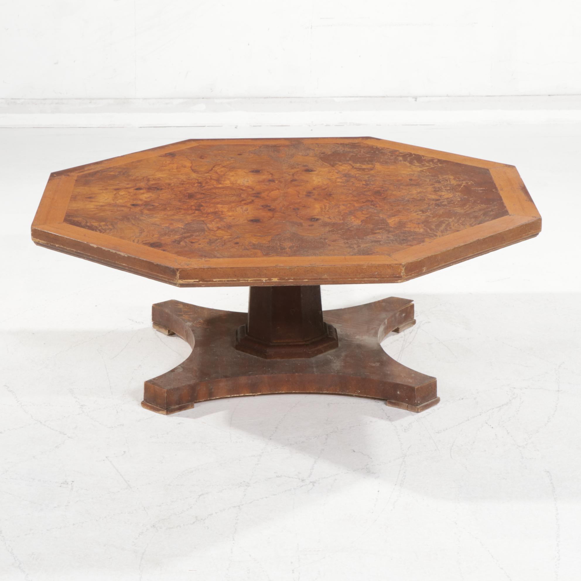 Weiman Burl-Finished Octagonal Coffee Table, Mid to Late 20th Century
