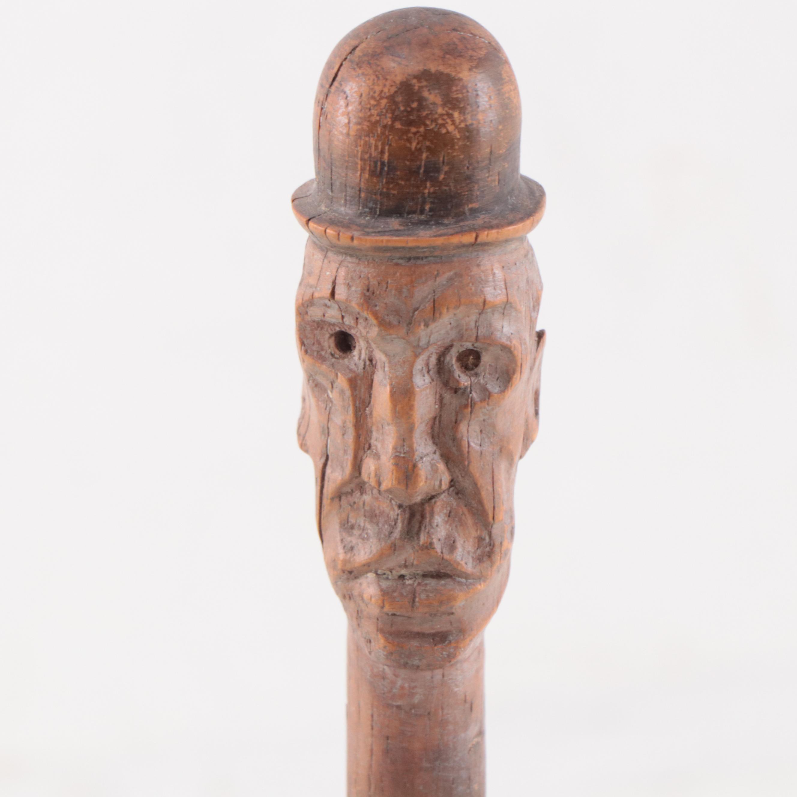 Folk Art Carved Wood Figure, 1973