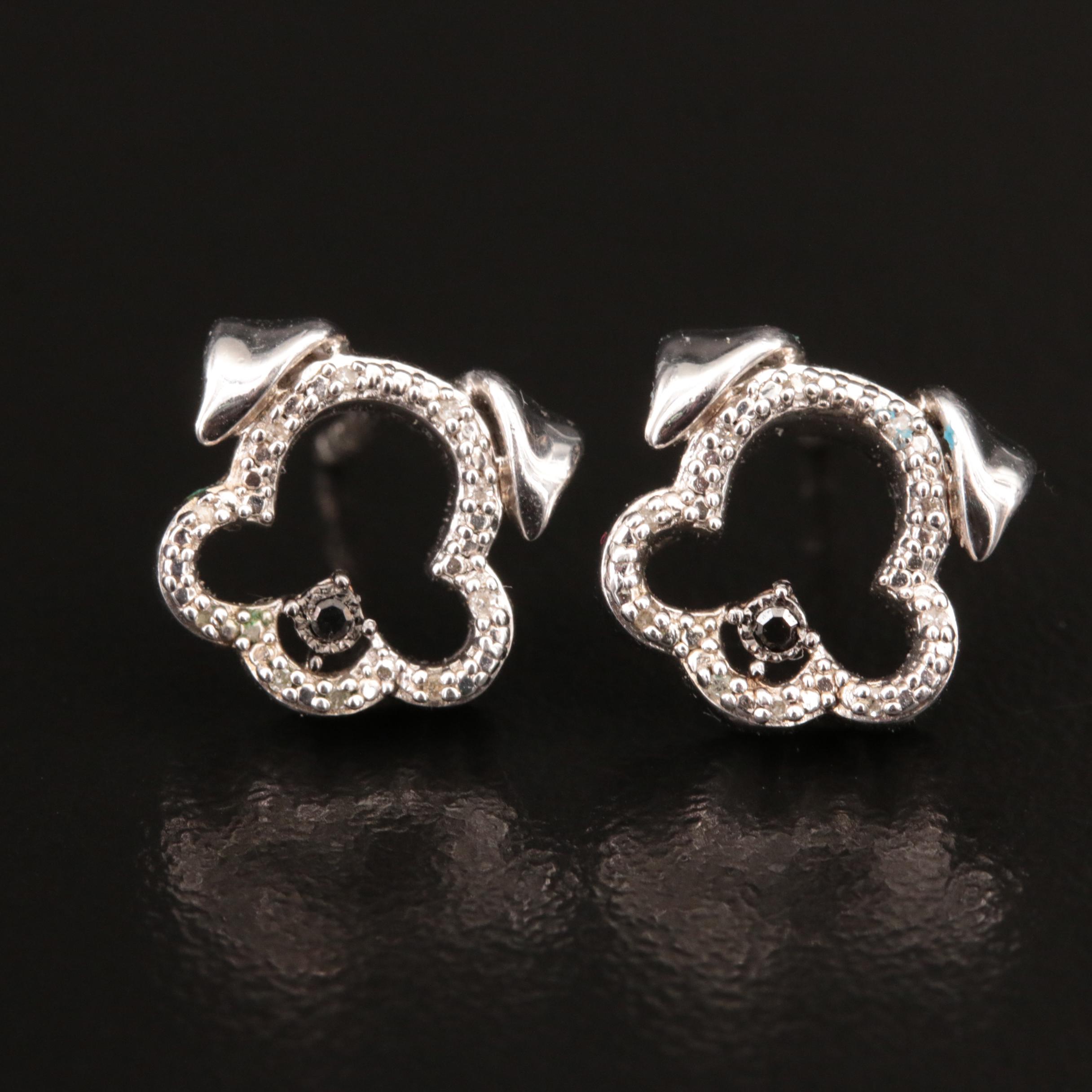 Sterling Diamond Dog Head Earrings