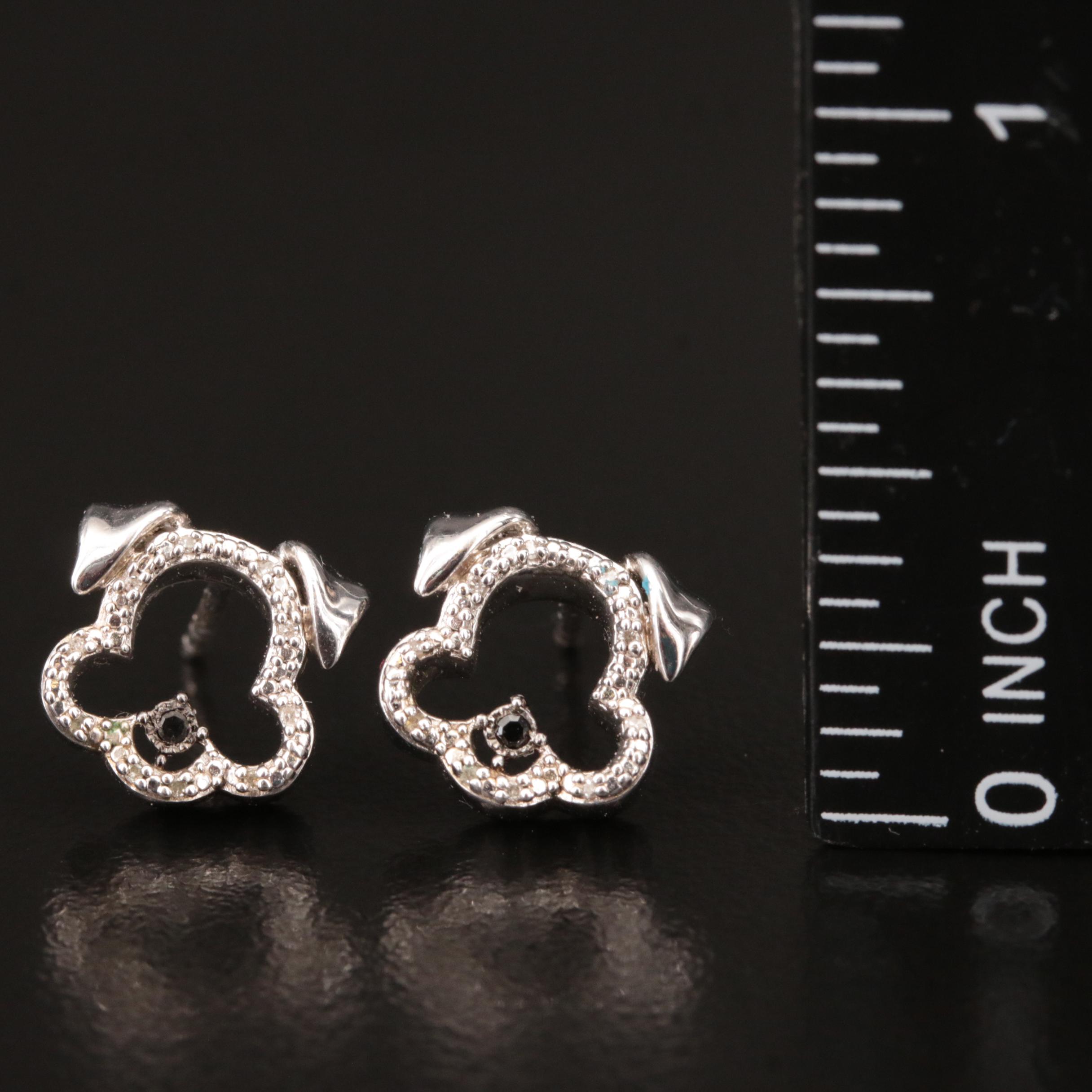 Sterling Diamond Dog Head Earrings