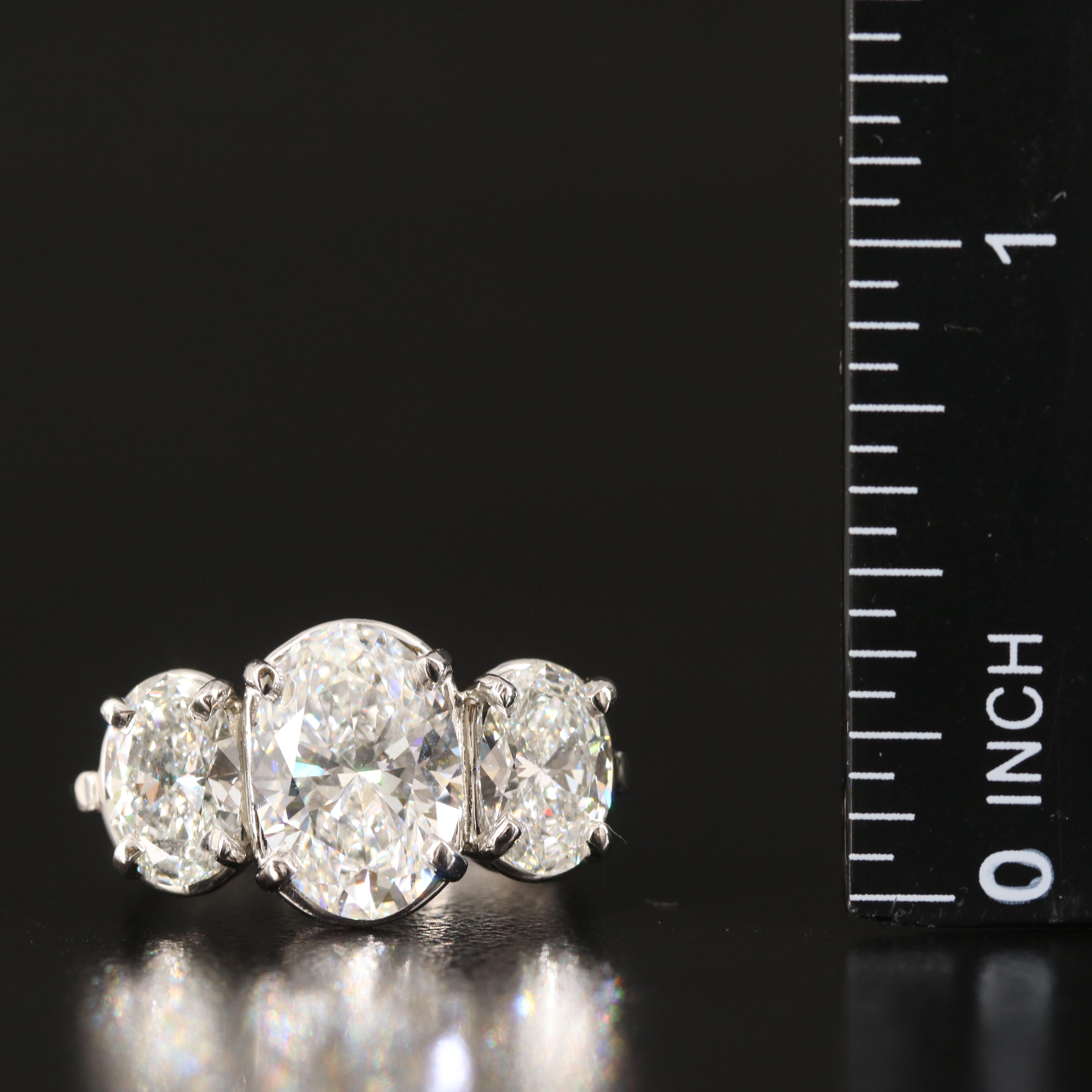 Platinum 5.16 CTW Lab Grown Diamond Three Stone Ring with IGI Reports