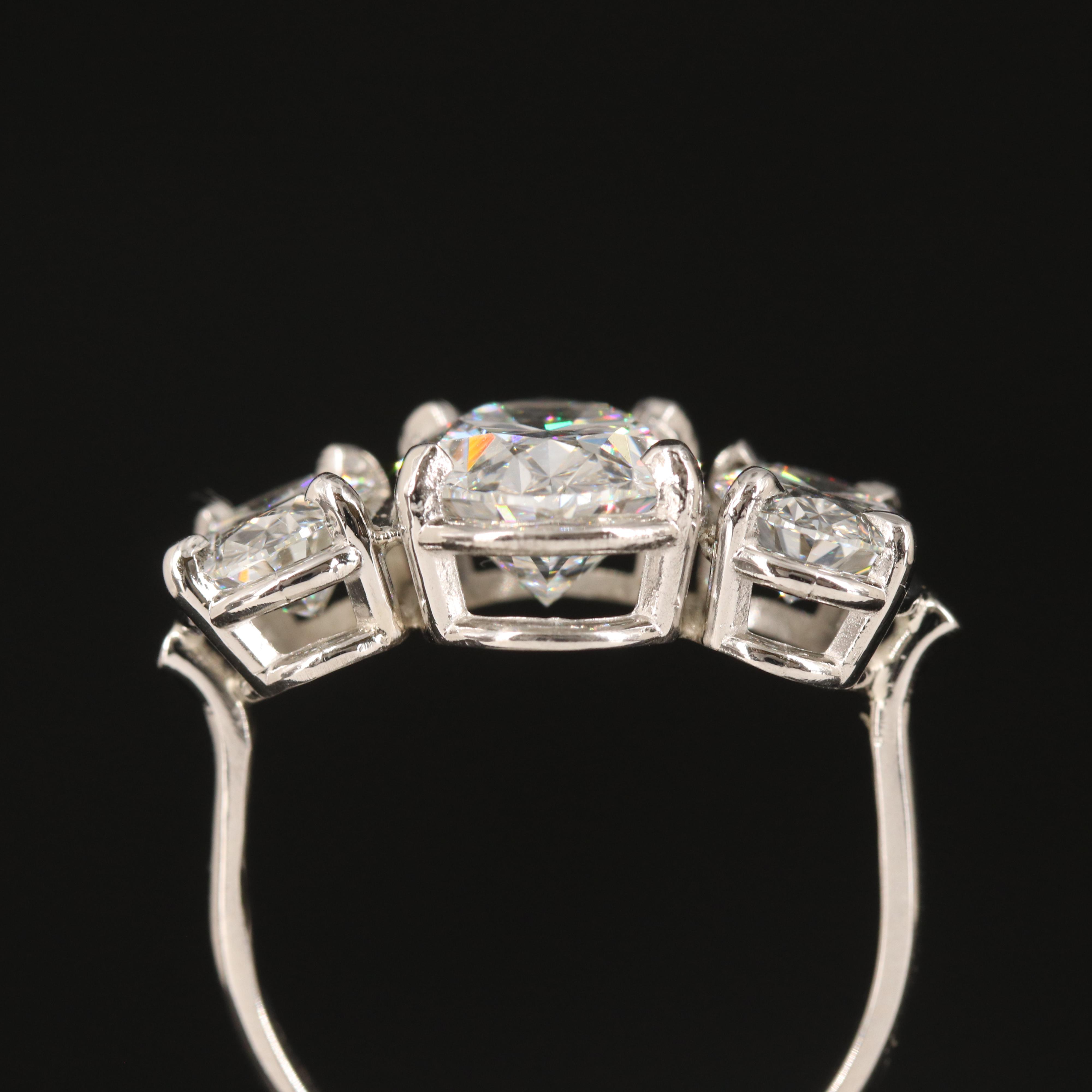 Platinum 5.16 CTW Lab Grown Diamond Three Stone Ring with IGI Reports